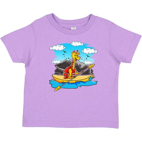 Inktastic Kids Kayaking Giraffe Print Toddler T-Shirt - Fun Animal Graphic Tee for Boys & Girls - Perfect for Kayaking, Beach Trips & Outdoor Adventures