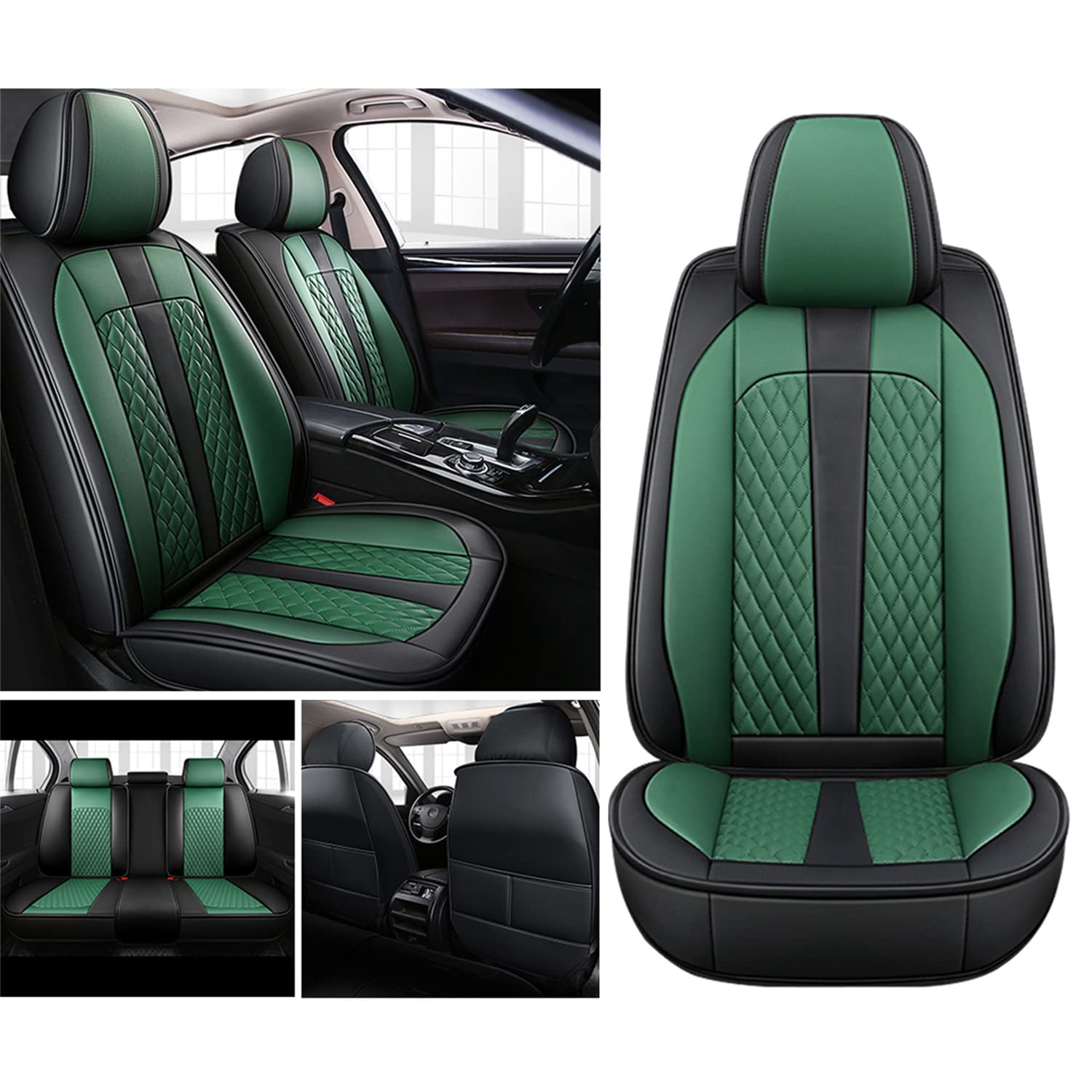 Premium Faux Leather Car Seat Covers Set - Universal Fit for 5 Seats | Waterproof & Comfortable Auto Seat Protectors for Front & Rear Seats | Stylish Automotive Interior Accessories for Sedans, SUVs & Trucks | Perfect for Daily Commute, Road Trips & Family Protection