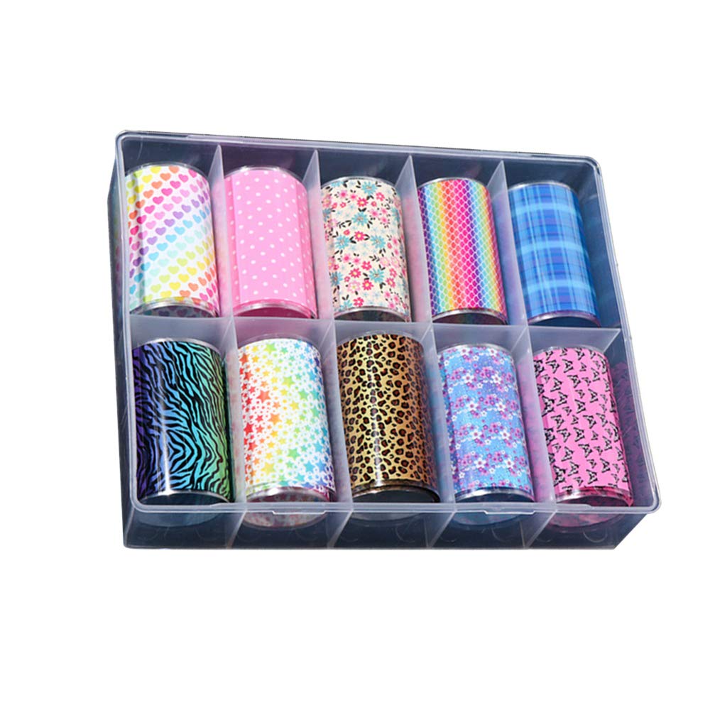Minkissy 10 Roll Box Nail Decals - Floral Flower & Star Leopard Print Nail Art Stickers for Toenails & Fingernails | DIY Manicure & Pedicure Designs for Women & Girls | Perfect for Parties, Weddings, and Daily Nail Art