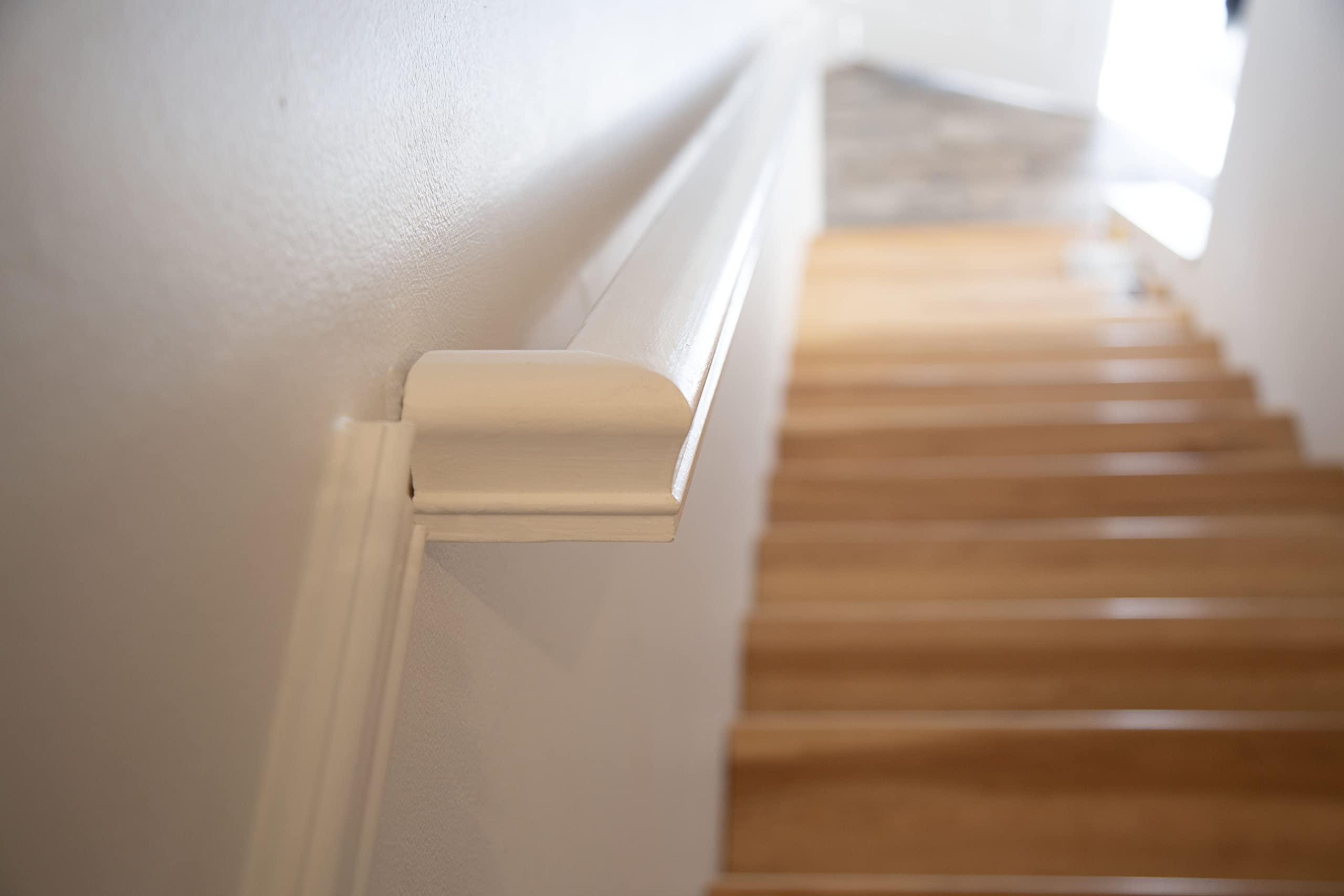 Premium Solid Red Oak Handrail Kit with Wall Returns & Mounting Brackets - Includes Matching Screws - 6010 Profile Unfinished - 3 Feet - Brushed Nickel Finish - Perfect for Staircases, Hallways & Indoor Home Safety