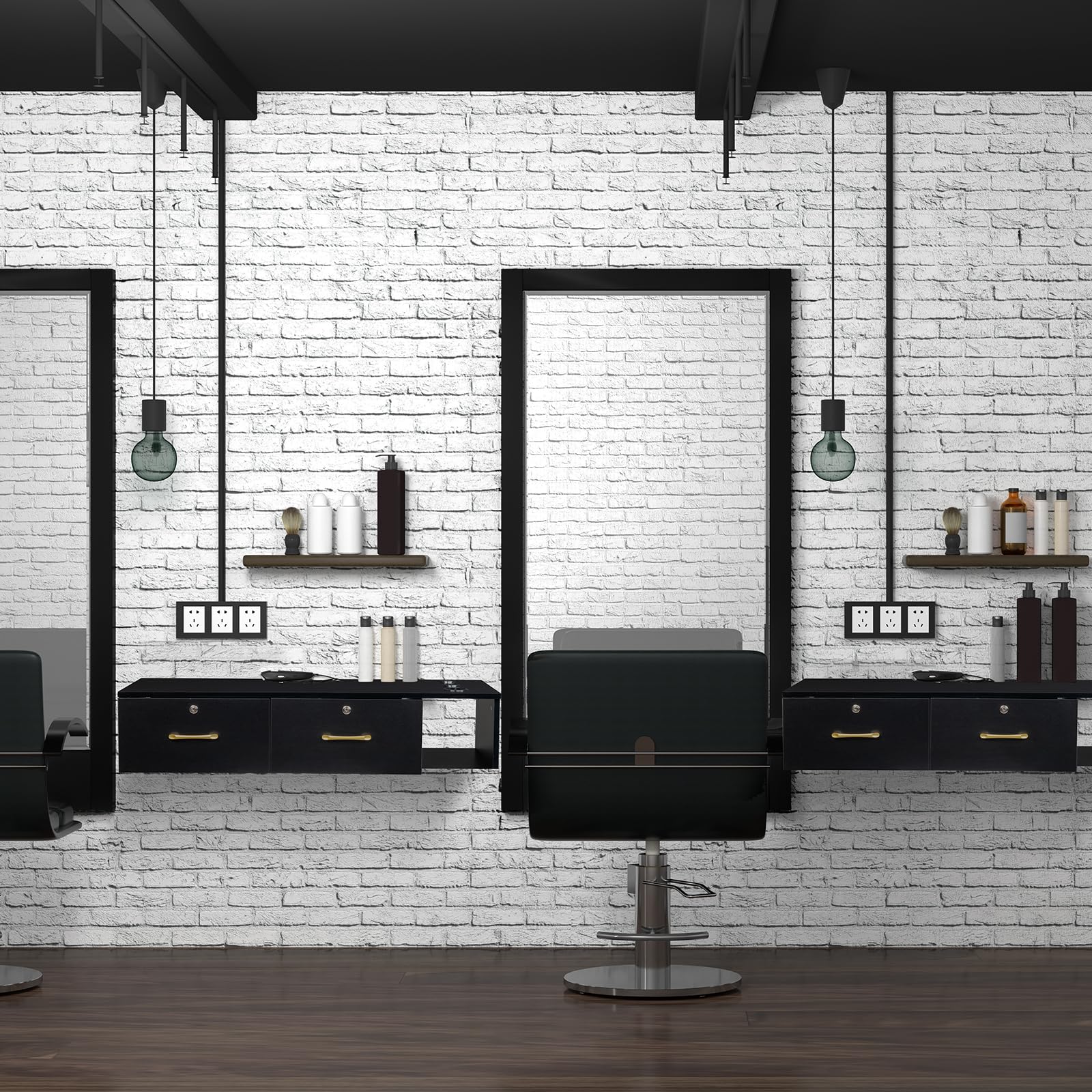 Wall Mount Salon Station with Drawers - Styling Cabinet & Open Storage for Beauty Salon & Spa - Professional Hair Stylist & Barber Equipment - Perfect for Salon Organization & Client Services