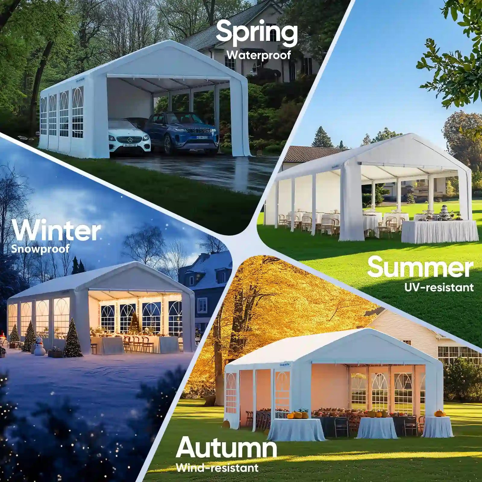 13' x 26' White Party Tent - Waterproof Outdoor Canopy for Weddings, Picnics & Backyard Events