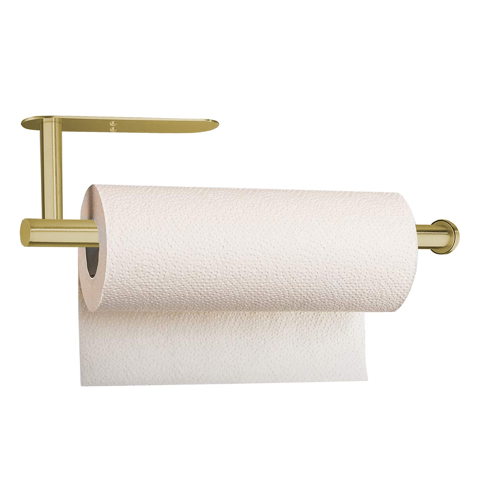 Stainless Steel Under Cabinet Paper Towel Holder - Wall Mount Kitchen & Bathroom Towel Rack for Jumbo Rolls - Self Adhesive Farmhouse Accessories (Gold, SUS 304) - Perfect for Kitchen, Bathroom & RV Organization
