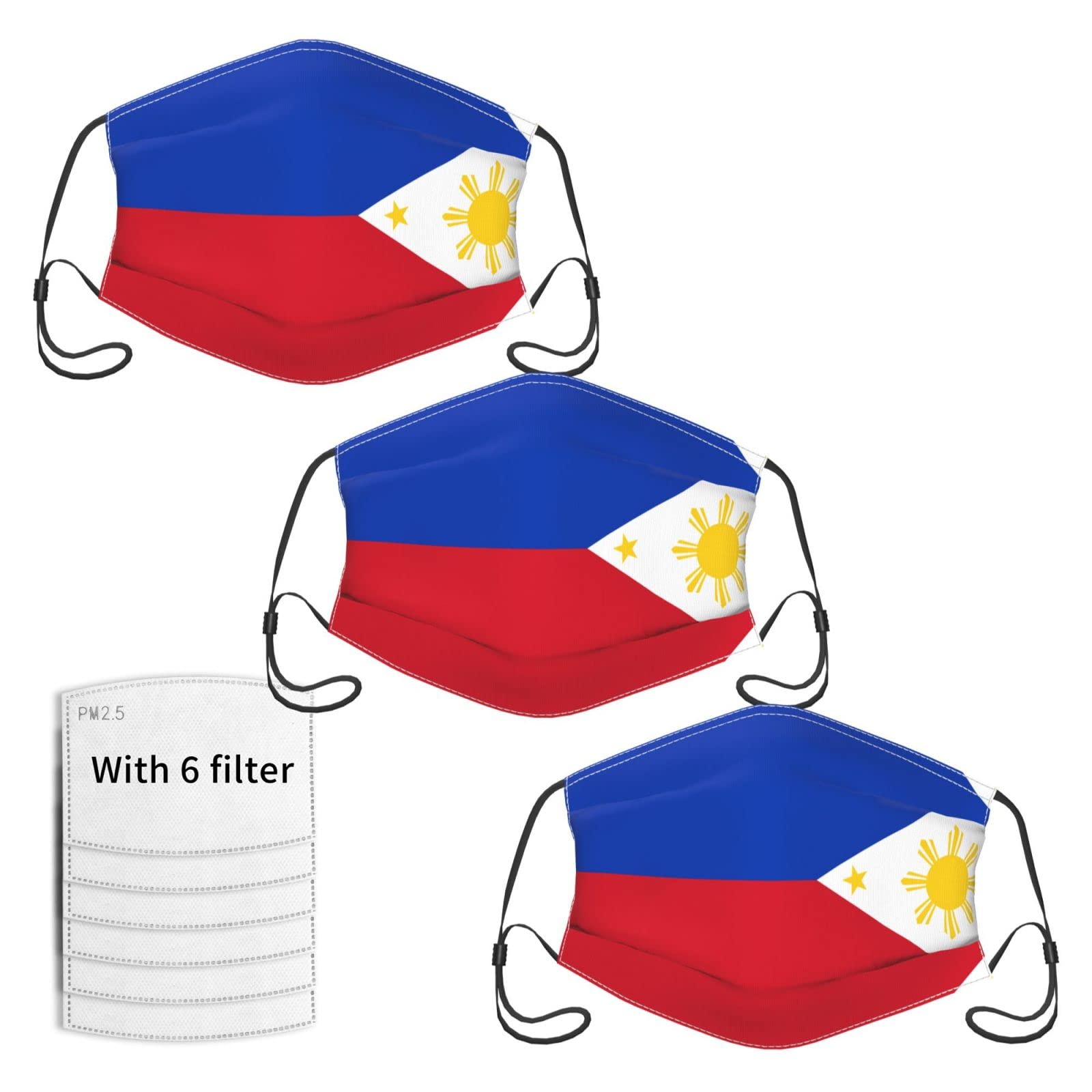Philippines Flag Face Masks - Washable, Breathable (3 Pack) for Daily Use & Travel