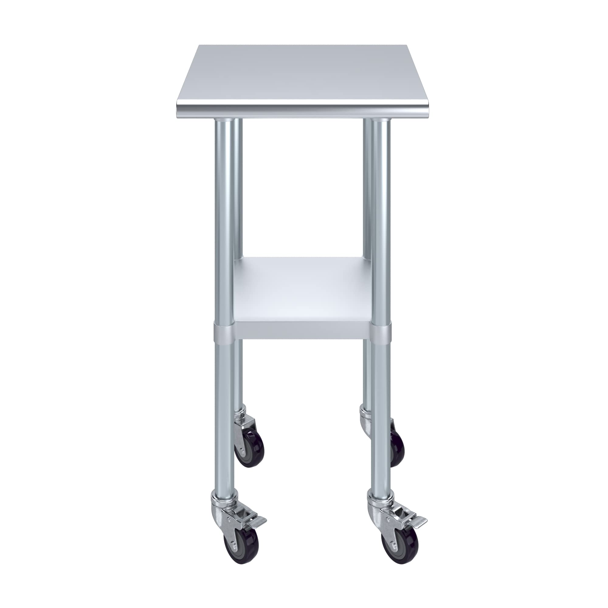 AmGood Stainless Steel Work Table with Casters - Heavy Duty Metal Utility Table on Wheels, 20