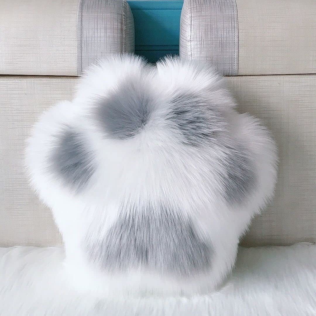 Soft Fluffy Throw Pillows - Fuzzy Decorative Paw Shaped Cushions for Living Room, Bedroom, Office & Car - Cozy Home Decor Accent for Sofa, Chair & Dining Room (P06)