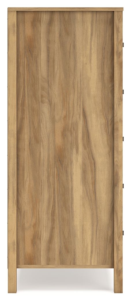 Bermacy Light Brown 5-Drawer Chest - Solid Wood Dresser for Bedroom, Living Room, and Office Storage Organization