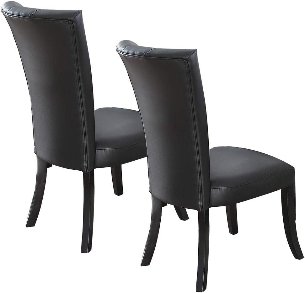 2-Piece Black Faux Leather Dining Chairs Set with Wide Flair Back - Modern Upholstered Side Chairs for Kitchen, Dining Room, or Office Seating