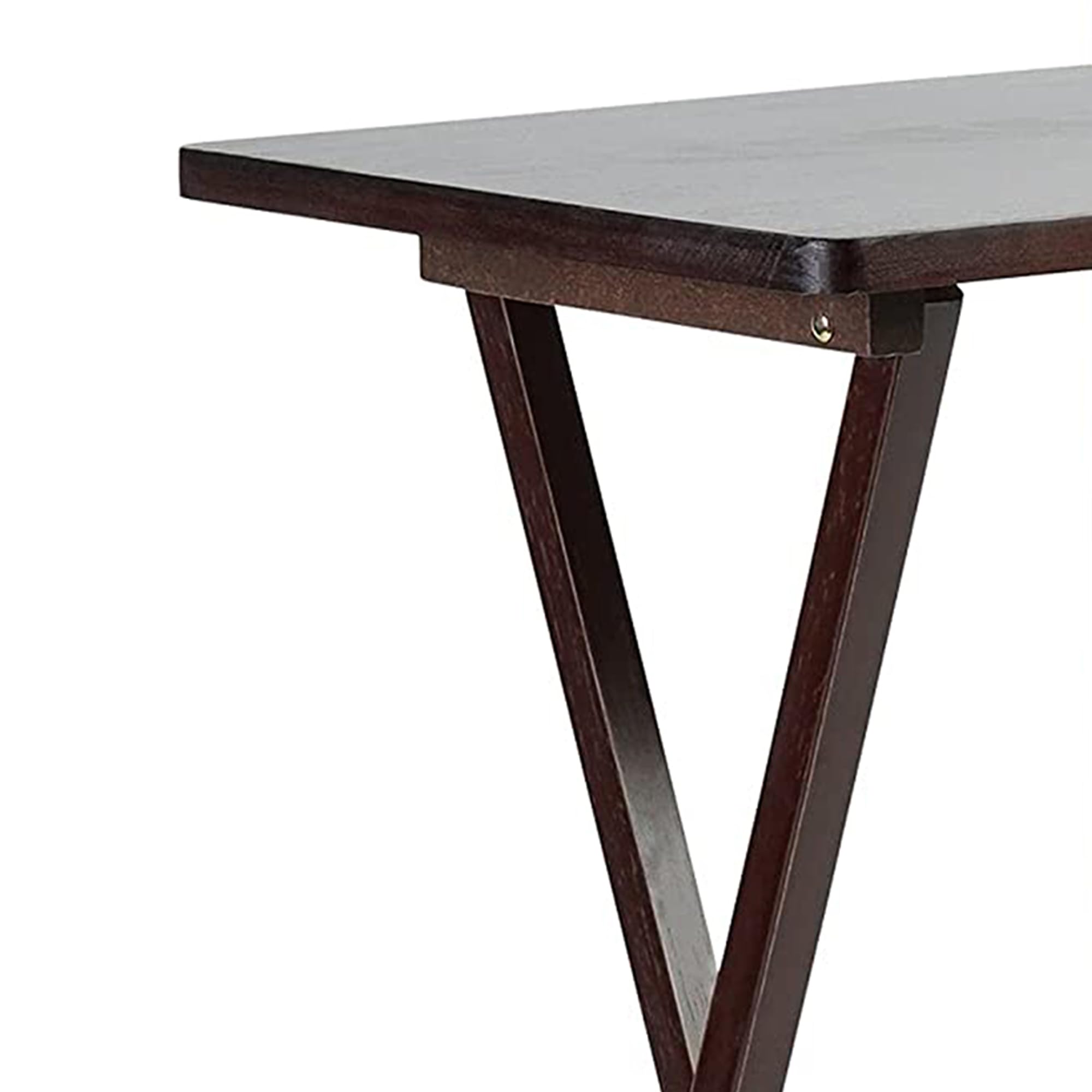 PJ Wood Solid & Sturdy Portable Folding TV Tray Table - Espresso Brown Wooden Snack Desk Serving Stand (8-Piece Set) - Perfect for Living Room, Bedroom, Office & Outdoor Use
