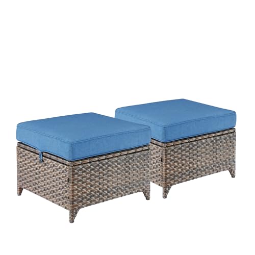 Blue Cushion/Brown Wicker