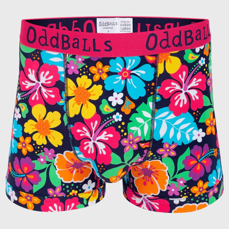 OddBalls Hawaii Boxer Shorts for Men - Soft Cotton Underwear with Fun Hawaiian Print - Perfect for Beach, Vacation, and Casual Wear