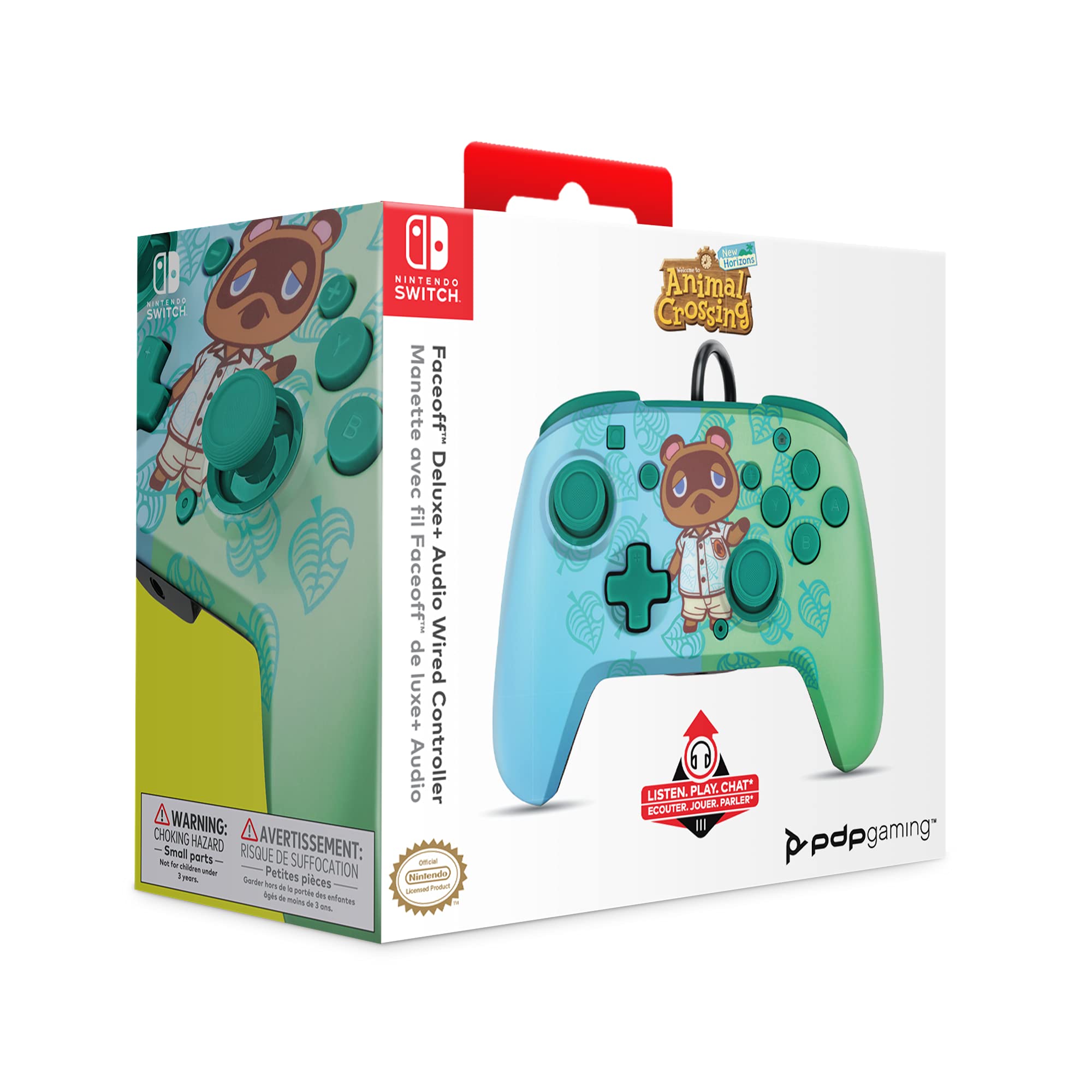 PDP REMATCH Enhanced Wired Nintendo Switch Pro Controller for Switch, Switch Lite & OLED - Animal Crossing Tom Nook Edition (Blue/Green) | Perfect for Gaming, Multiplayer & Competitive Play