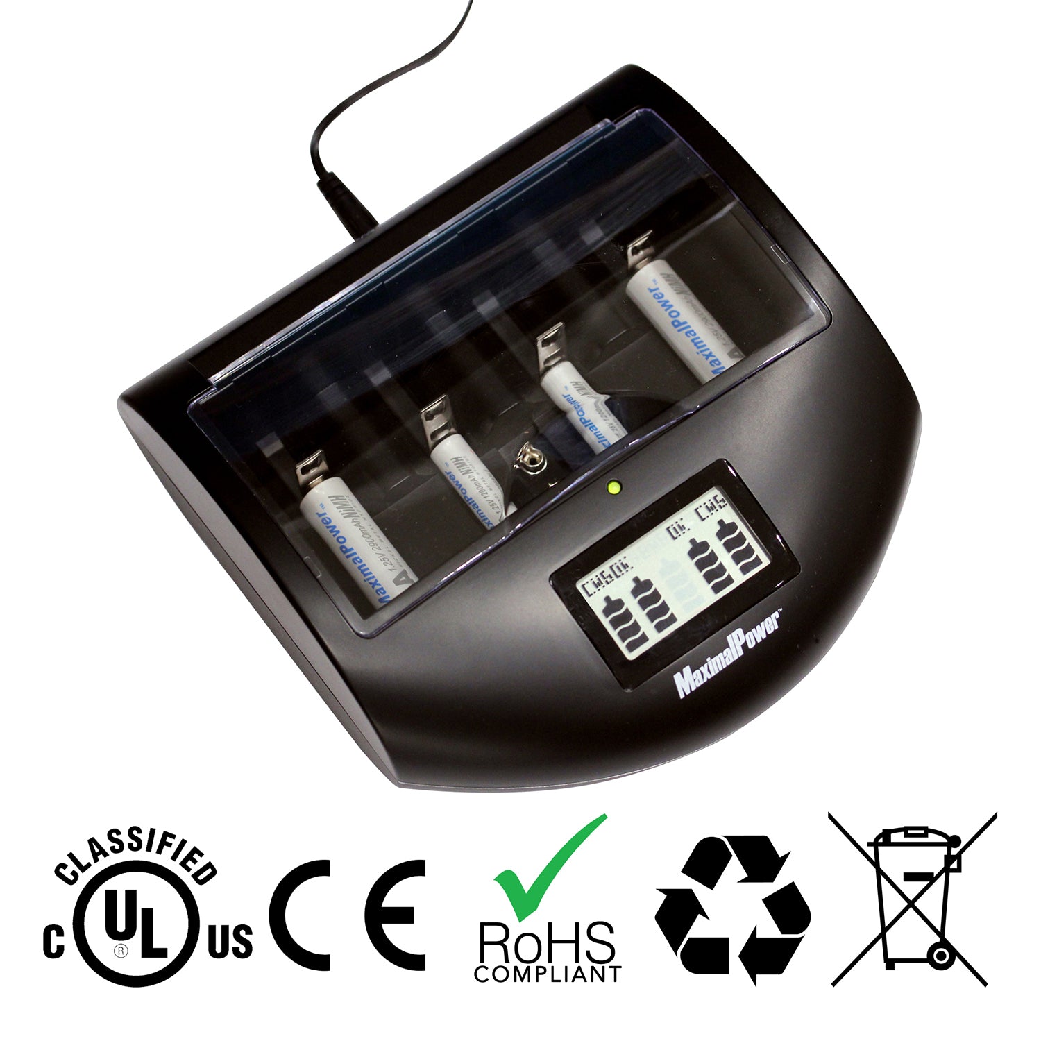 FC999 Mark II Universal Battery Charger for Alkaline/NiMH/NiCd Batteries with USB Port - Charge AA AAA C D 9V & Phones Tablets - Perfect for Home, Office, Travel & Emergency Power Backup