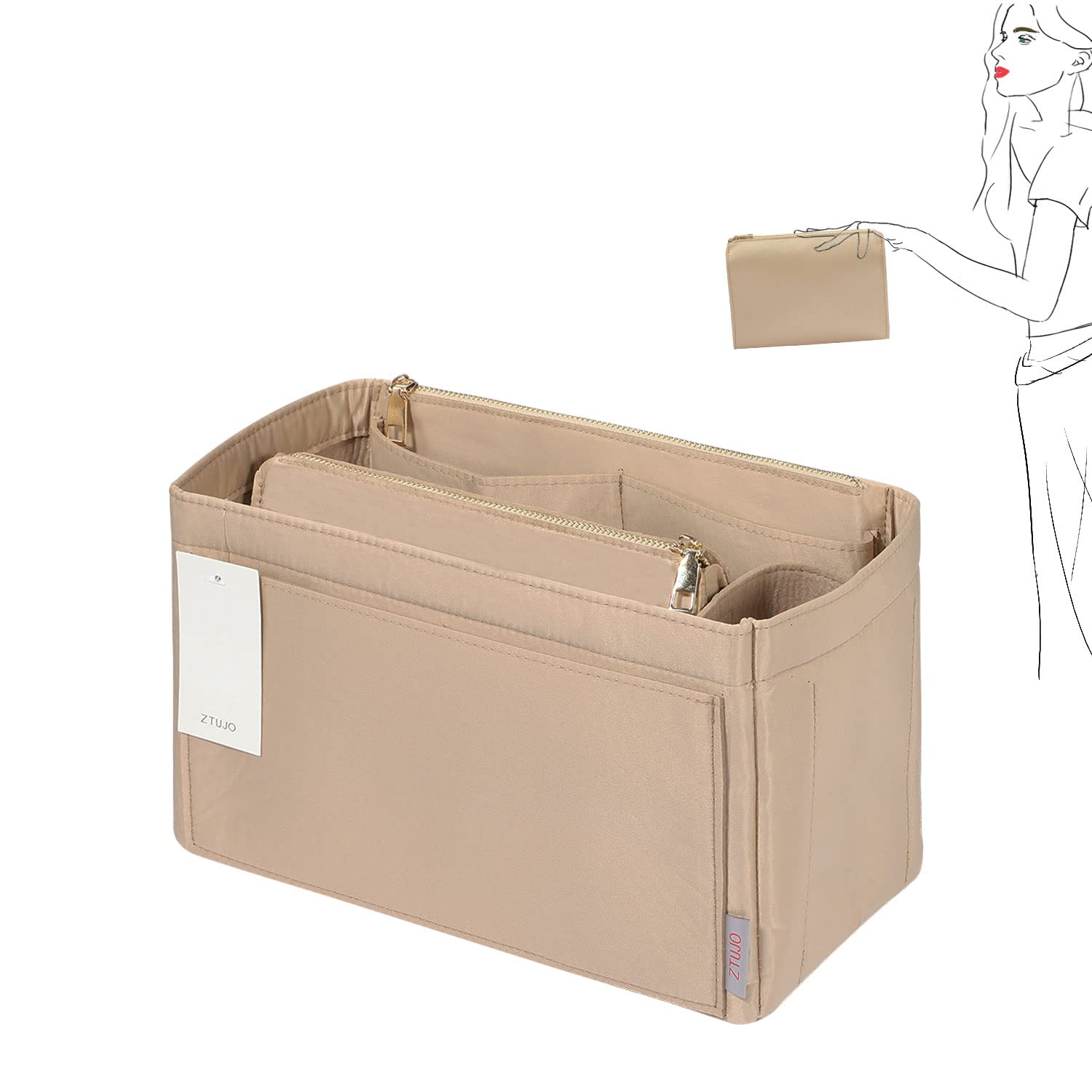 ZTUJO Felt Purse Organizer Insert for Louis Vuitton Speedy, Neverfull, Graceful & Tote Bags - Handbag Shaper & Storage Solution for Travel, Work & Daily Use