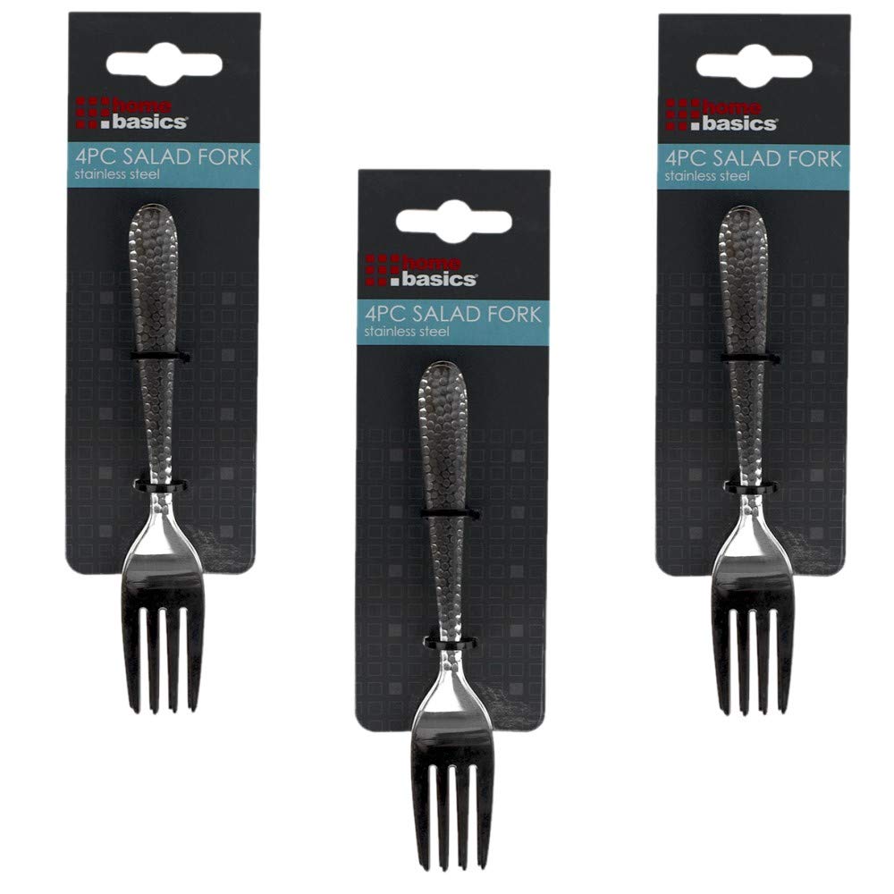 Hammered Stainless Steel Flatware Set - 4 Piece Dinnerware for Home, Kitchen & Restaurant Use | Includes Salad Fork, Perfect for Dining, Entertaining & Formal Occasions