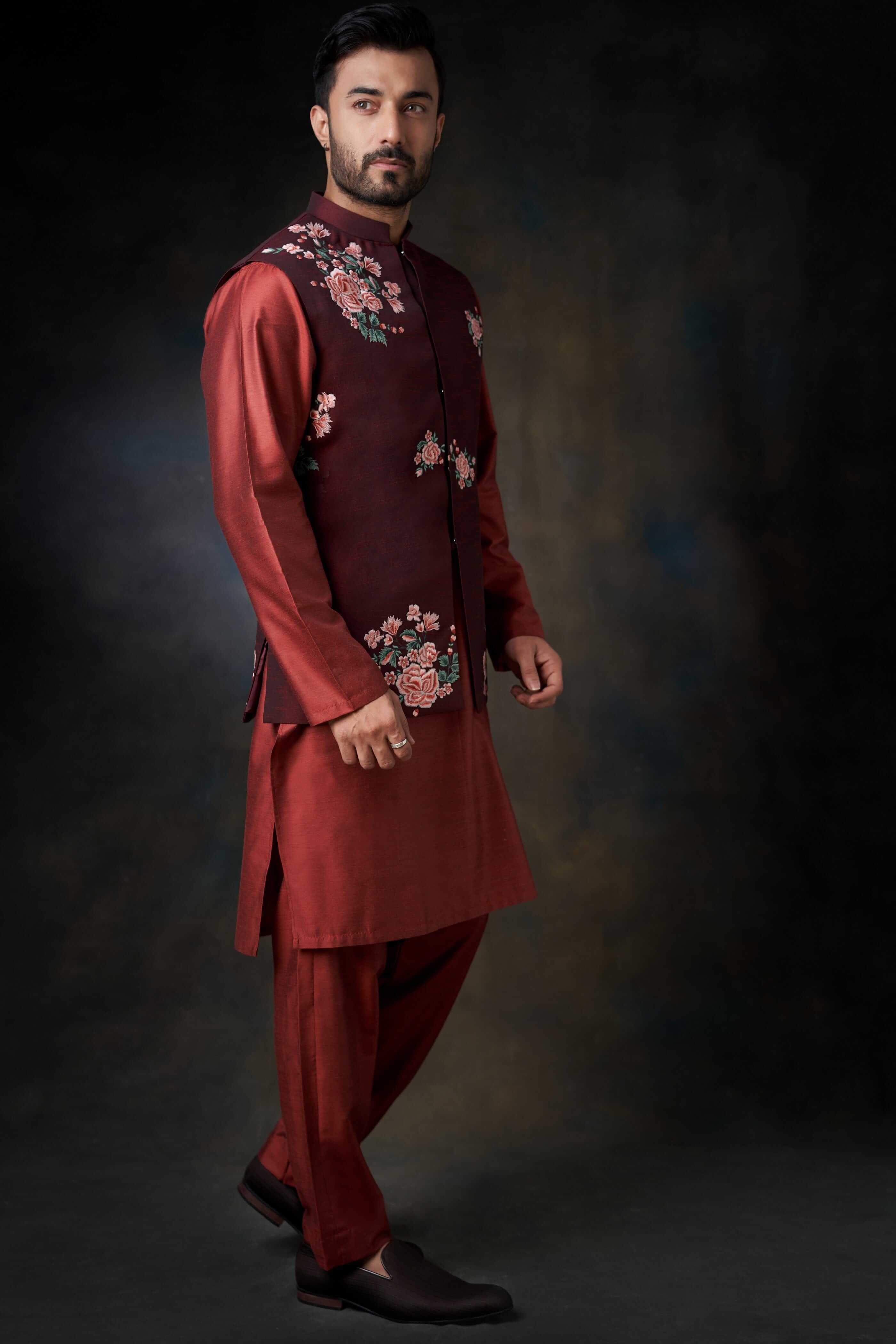 Handcrafted Embroidered Waistcoat for Women - Deep Maroon Vintage Vest - Perfect for Weddings, Parties & Special Occasions
