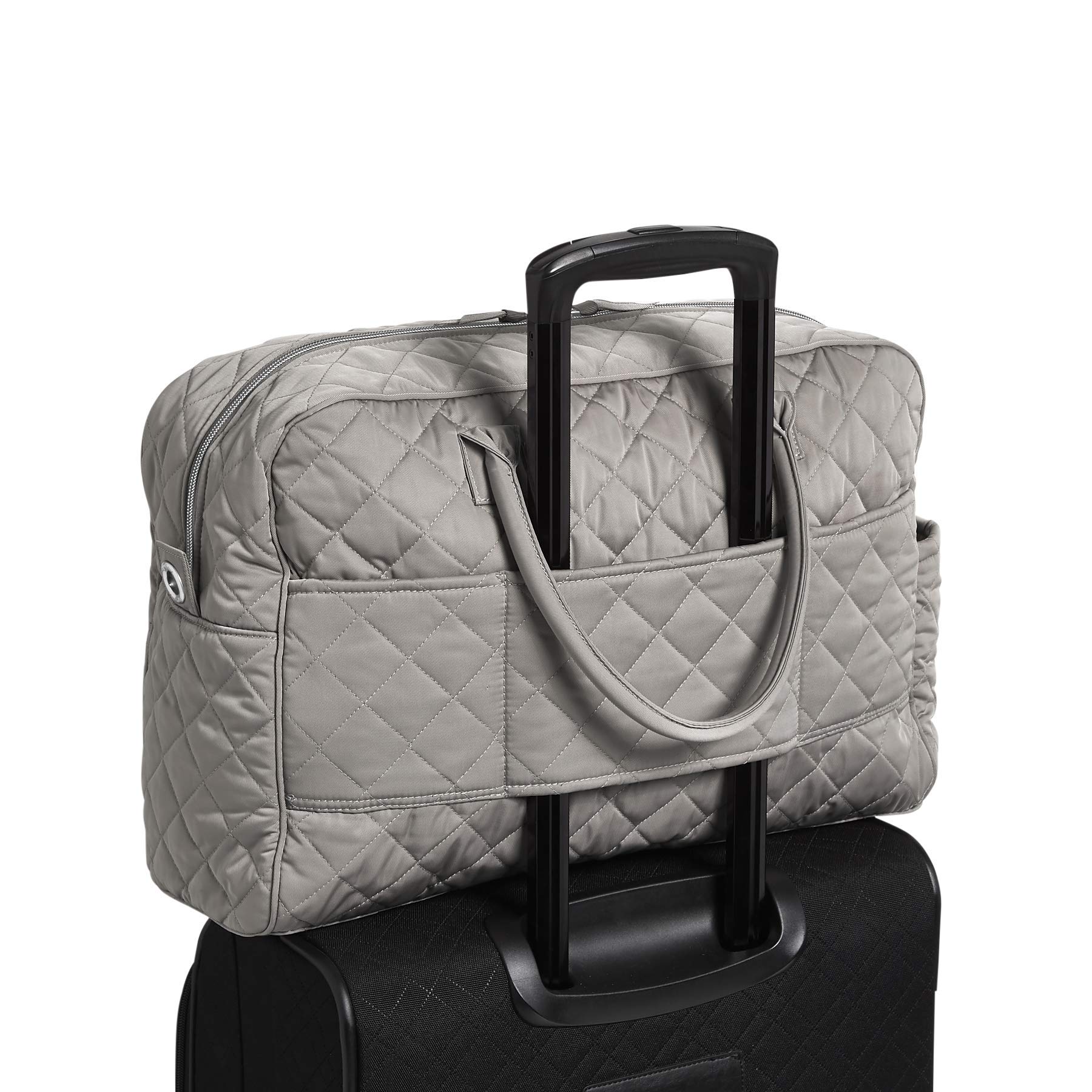 Vera Bradley Women's Performance Twill Weekender Travel Bag - Lightweight Carry-On Overnight Bag for Women, Tranquil Gray, Perfect for Weekend Getaways & Business Trips