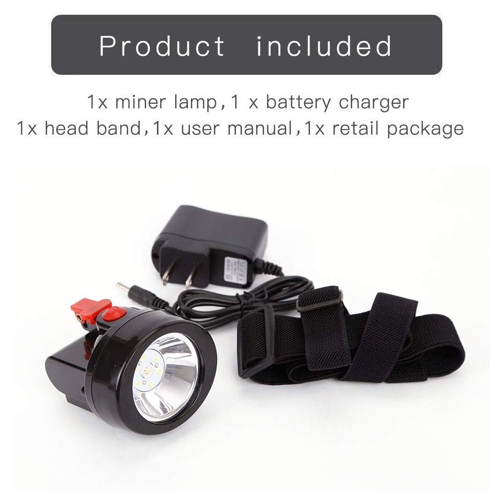 Rechargeable 7 LED Mining Cap Lamp - Waterproof Explosion Proof Hard Hat Light for Coal Miners, Outdoor Work & Professional Use - Ideal for Construction, Camping, Emergency & Night Activities (Red)