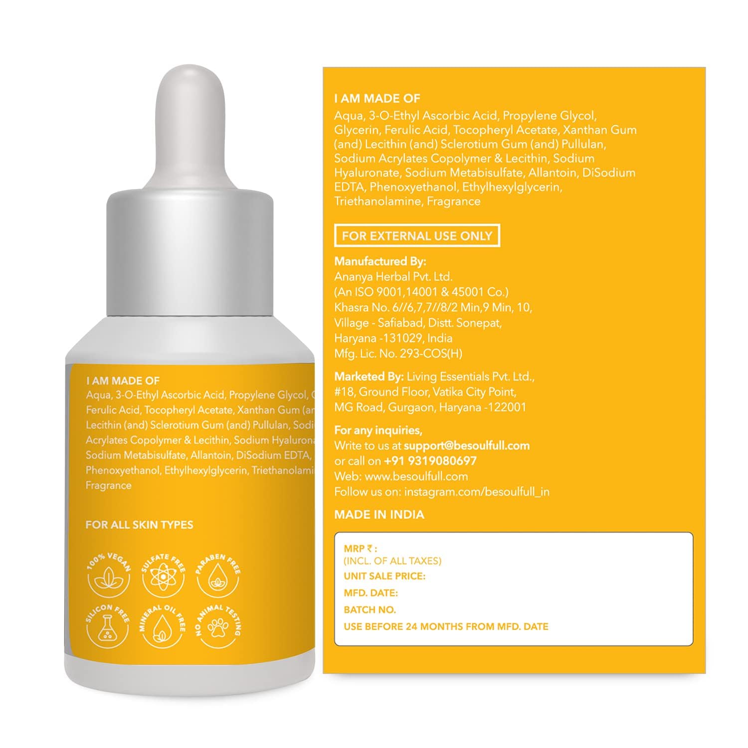 15% Vitamin C Face Serum for Glowing & Soft Skin | Brightening & Hydrating Facial Treatment | Reduce Dark Spots & Wrinkles | 30ml/1 Fl Oz | Perfect for Morning Skincare Routine & Anti-Aging Care