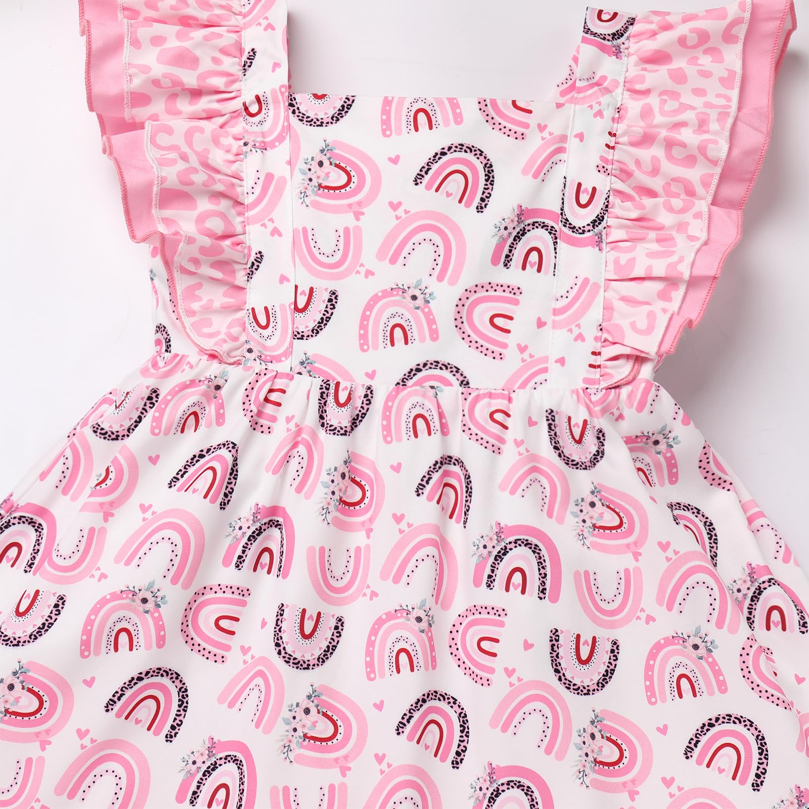 IDOPIP Toddler Baby Girls Cow Print Plaid Strawberry Rainbow Tutu Dress - Sleeveless Summer Princess Birthday Party Outfit for Photoshoot, Playdate & Special Occasions