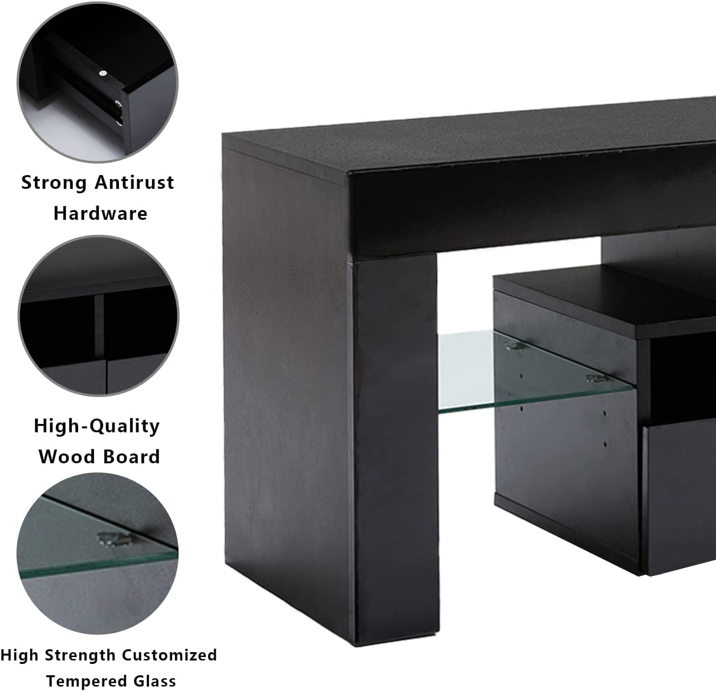 St.Mandyu 65/75/85 Inch LED TV Stand - Modern High Glossy Entertainment Center with Drawer & LED Lights - TV Media Console for Living Room, Game Room & Bedroom - Perfect for Movie Nights & Gaming Setup (Black)