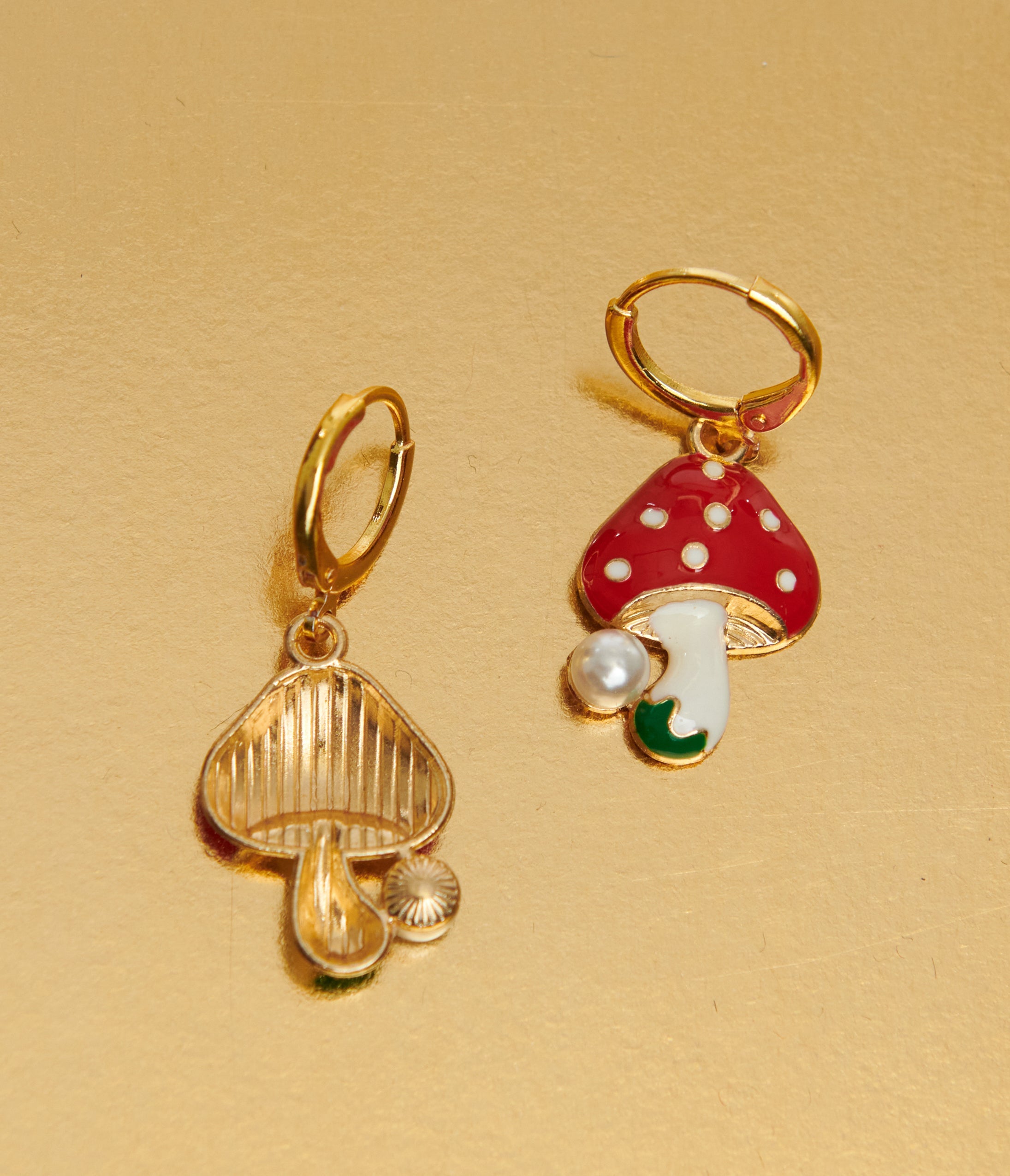Vintage 1960s Mini Mushroom Gold Hoop Earrings - Retro Style Dainty Jewelry for Women | Perfect for Boho, Hippie & Festival Fashion Outfits