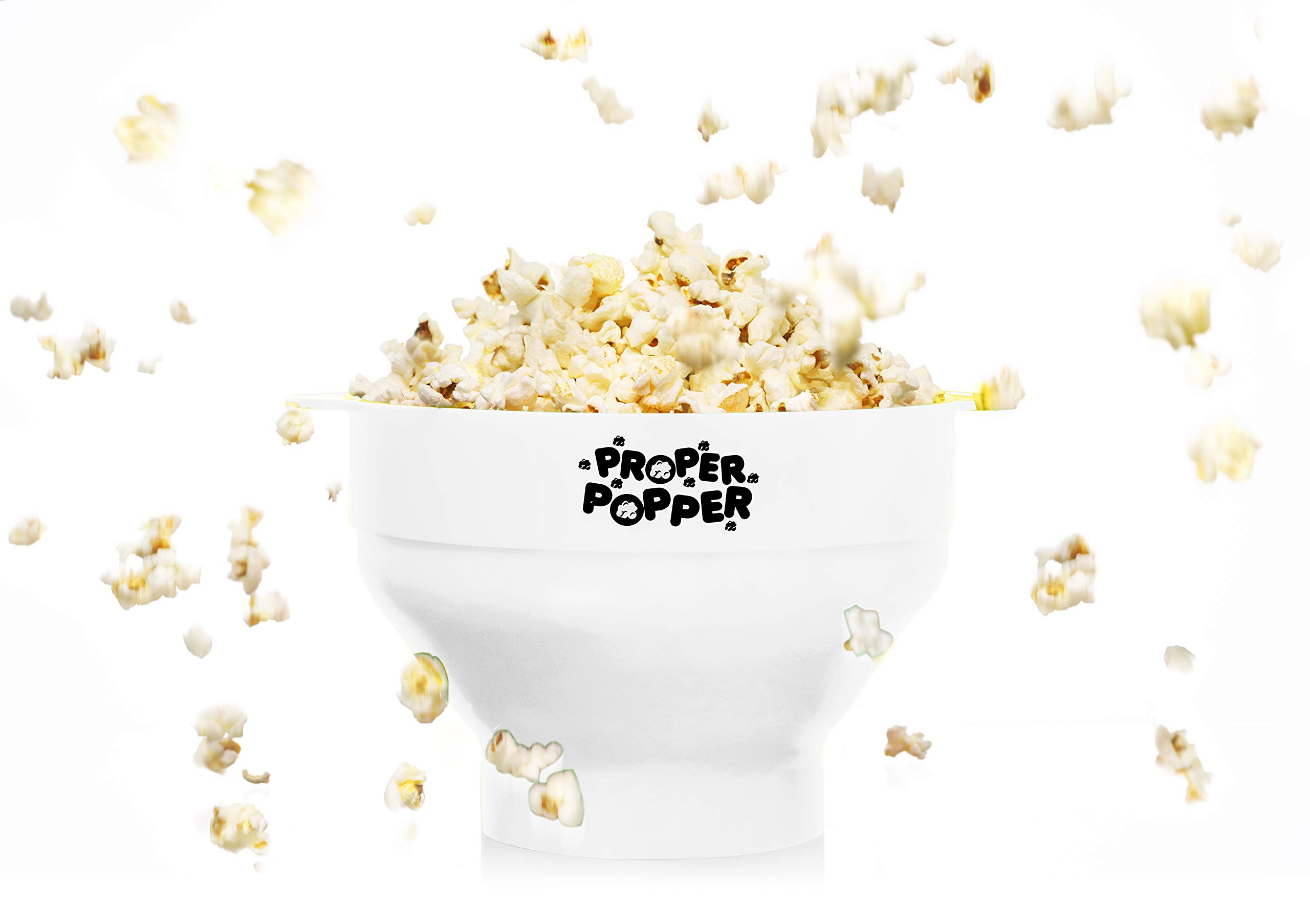 Original Proper Popper Microwave Popcorn Maker - BPA Free Silicone Collapsible Bowl, Dishwasher Safe (White) | Perfect for Movie Nights, Parties & Healthy Snacking