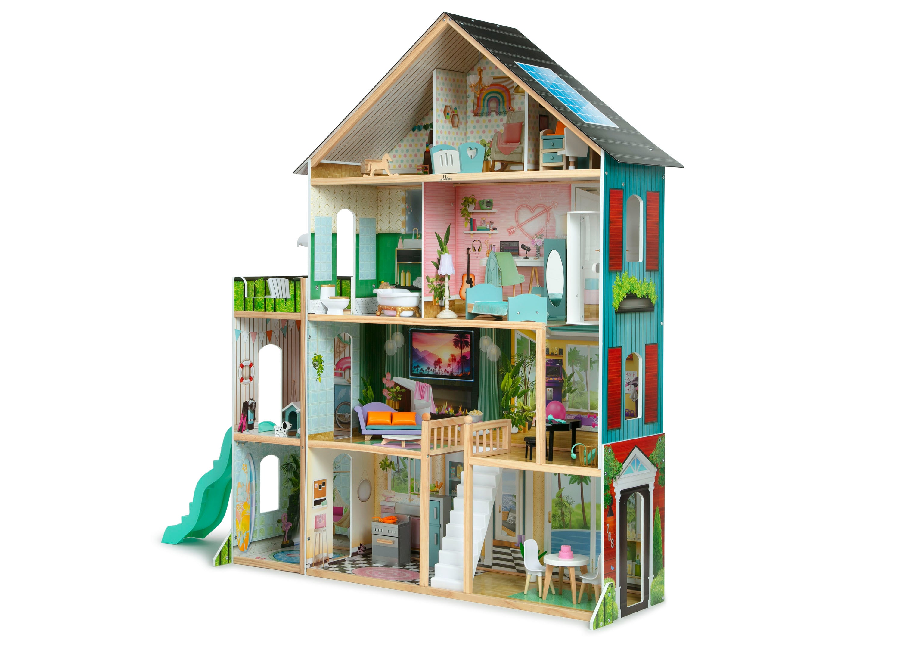 Deluxe Maui Dollhouse for Kids - Wooden Playhouse with Furniture & Accessories - Perfect for Pretend Play, Birthday Gifts & Home Decor