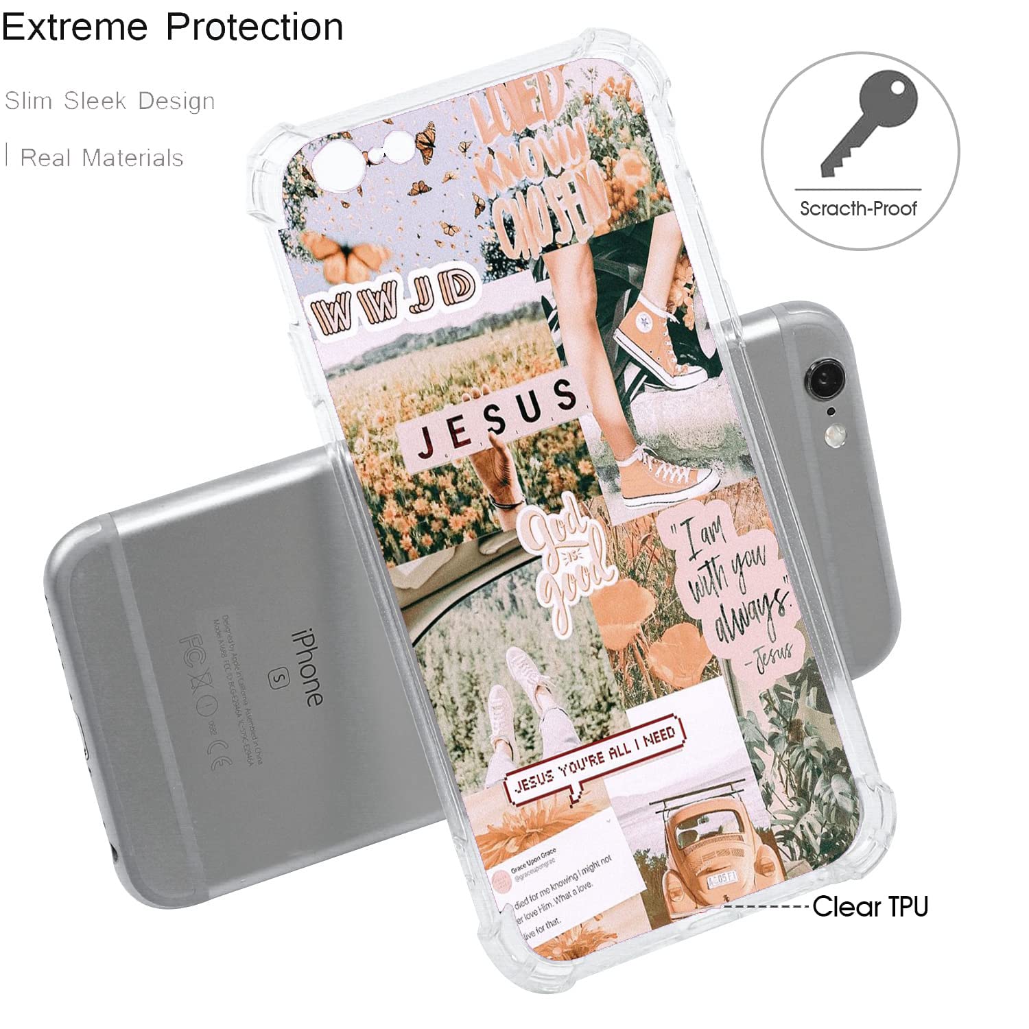 Christian Faith iPhone 7/8/SE2/SE3 Case - Inspirational Jesus Collage Design, Motivational Soft TPU Phone Cover for Women & Men - Perfect for Church, Bible Study & Daily Encouragement