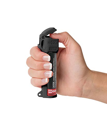 Police Strength Mace Brand PepperGuard Personal Pepper Spray (4 Pack, Black) – 12' Powerful OC Pepper Spray with UV Dye Marking – Includes Keychain for Self Defense – Ideal for Jogging, Night Walks & Personal Safety