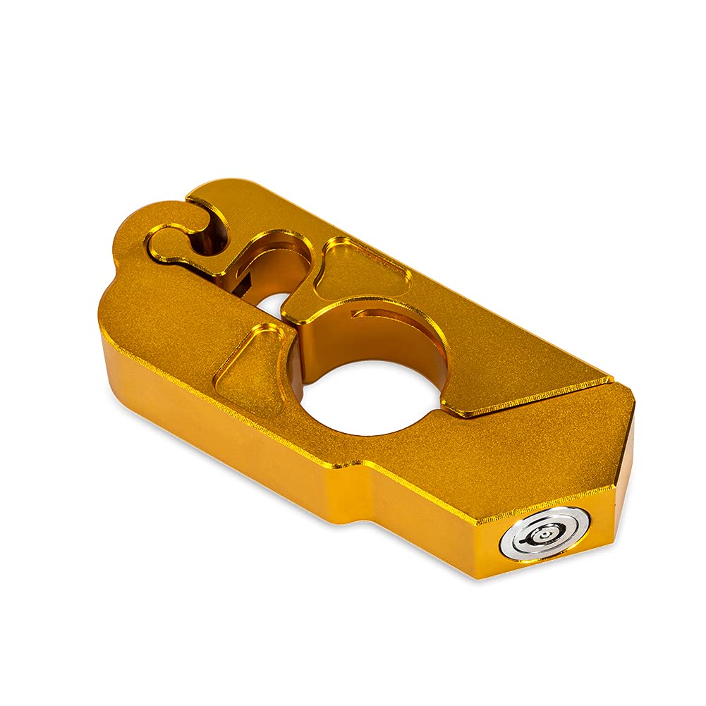 Universal Motorcycle Lock Anti-Theft Grip Lock - Golden Handlebar Throttle Security Lock for Enhanced Motorcycle Protection in Urban and Outdoor Scenes