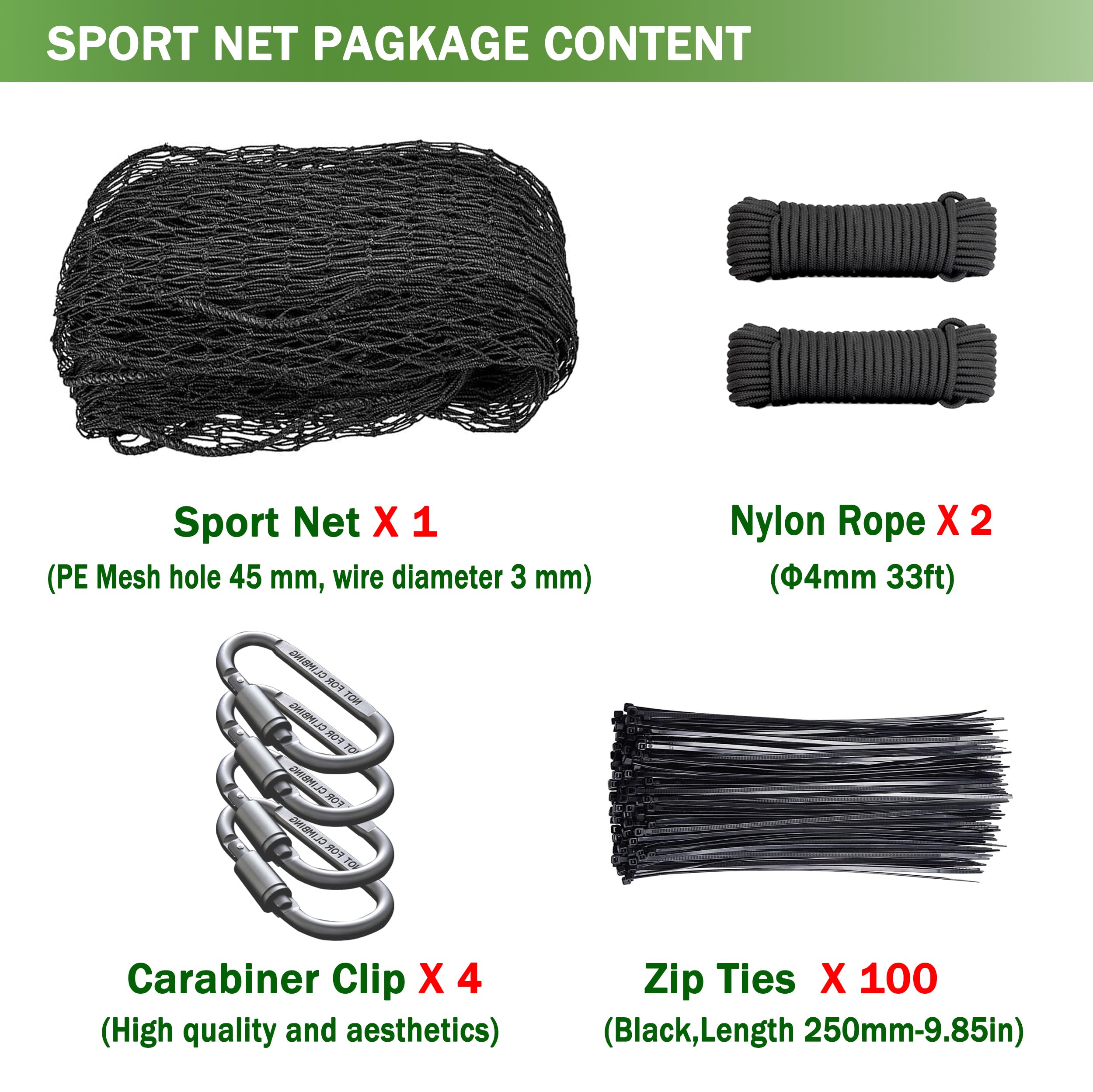 Heavy Duty Baseball & Softball Backstop Net with Hanging Kit - Durable Sports Barrier Netting for Backyard, Batting Practice, and Field Training - Perfect for Baseball, Softball & Basketball Impact Protection