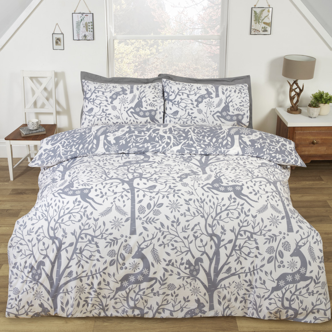 Luxury Tatton Grey Duvet Cover Set - King Size Bedding with Pillowcases - Soft & Breathable Cotton - Perfect for Master Bedroom, Guest Room & Hotel Decor