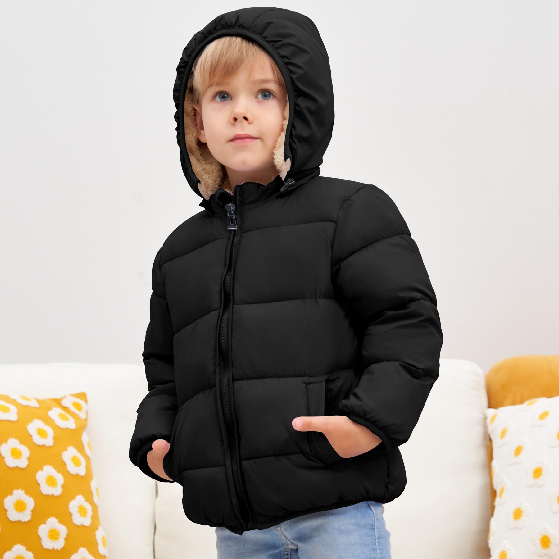 **Warm Fleece Hooded Jacket for Baby Boys & Girls - Thick Winter Coat for Toddlers - Cozy Outerwear for Cold Weather Playdates & Outdoor Adventures**