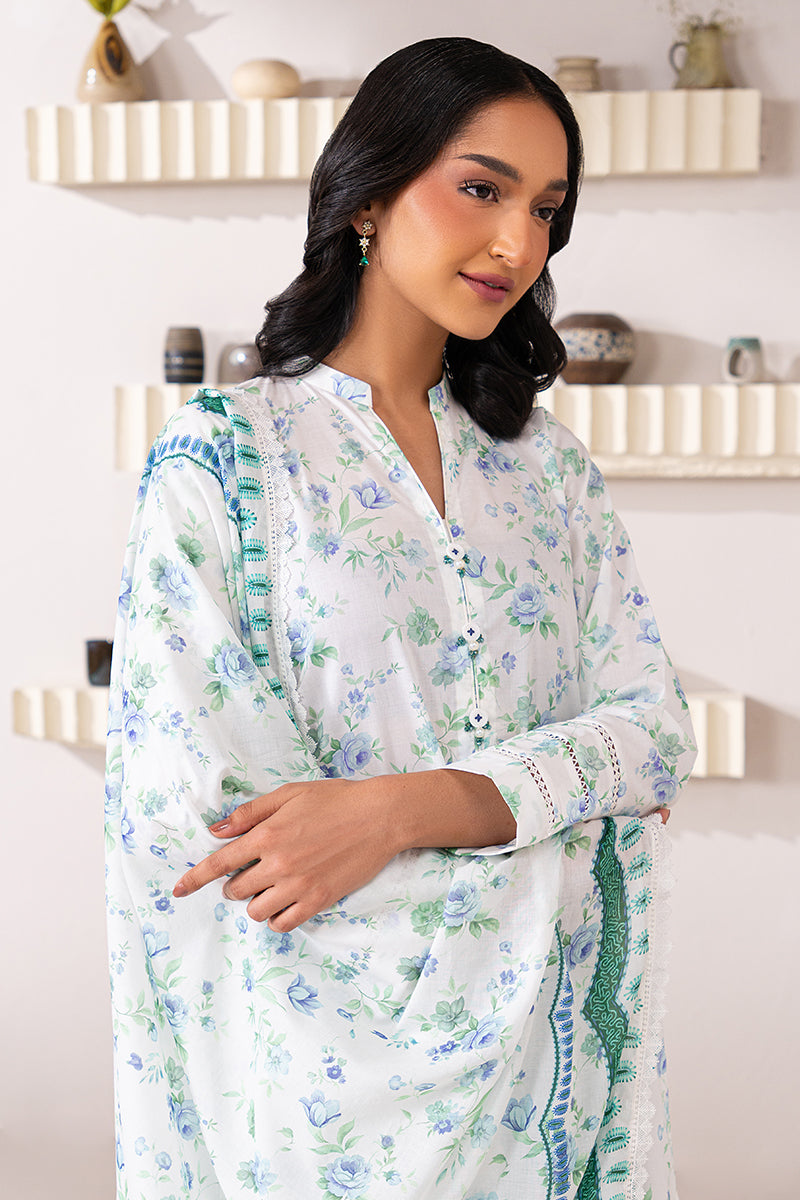 Majestic White 3 Piece Printed Lawn Suit for Women - Elegant Pakistani Formal Dress - Perfect for Weddings, Parties & Special Occasions