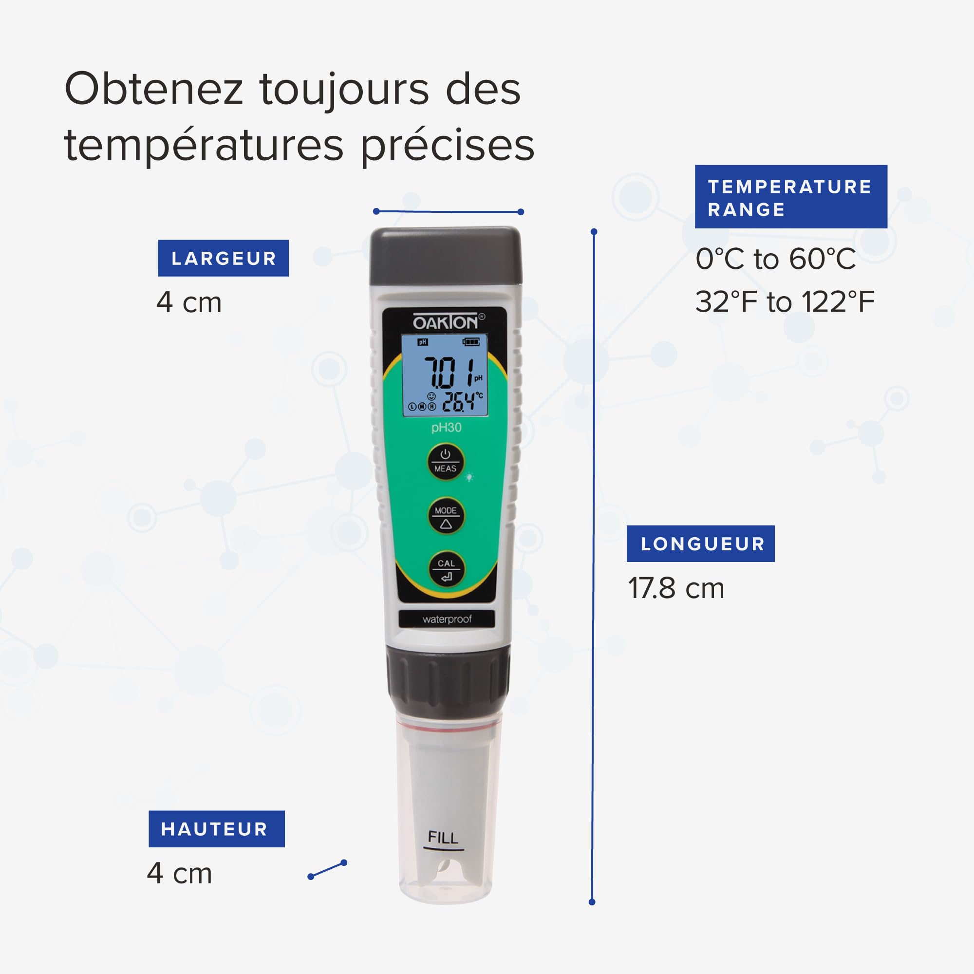 Oakton pHTestr 30 Waterproof pH Meter - Digital Pocket Tester for Water Quality, Aquariums, Pools & Hydroponics | Portable pH Measurement for Labs, Brewing & Outdoor Use