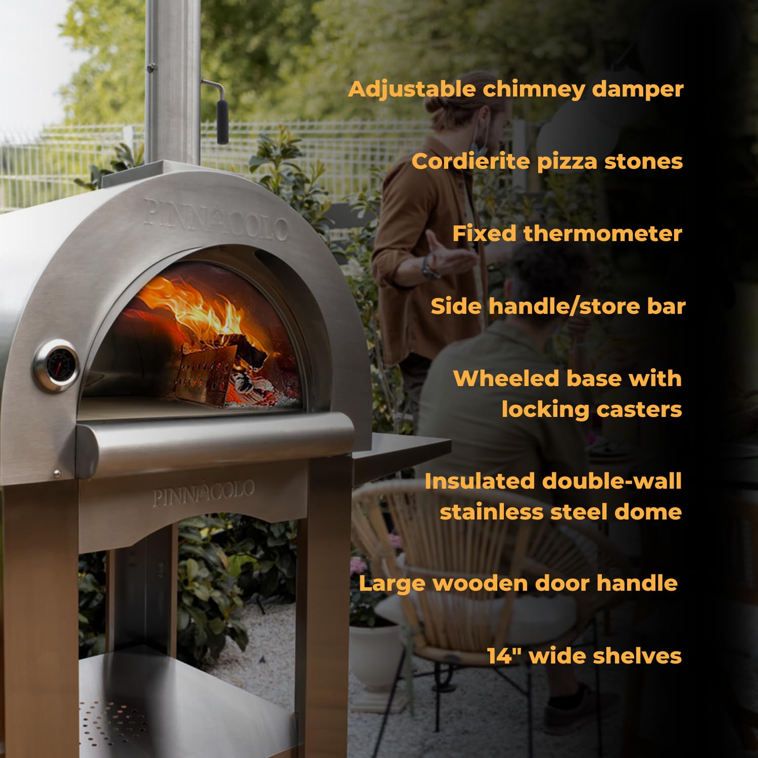 Premium Wood-Fired Pizza Oven Kit with Double-Wall Insulation & Cordierite Stone - Heavy Duty Stainless Steel Outdoor Pizza Maker with 9 Professional Accessories - Perfect for Backyard, Patio, and Camping Pizza Parties