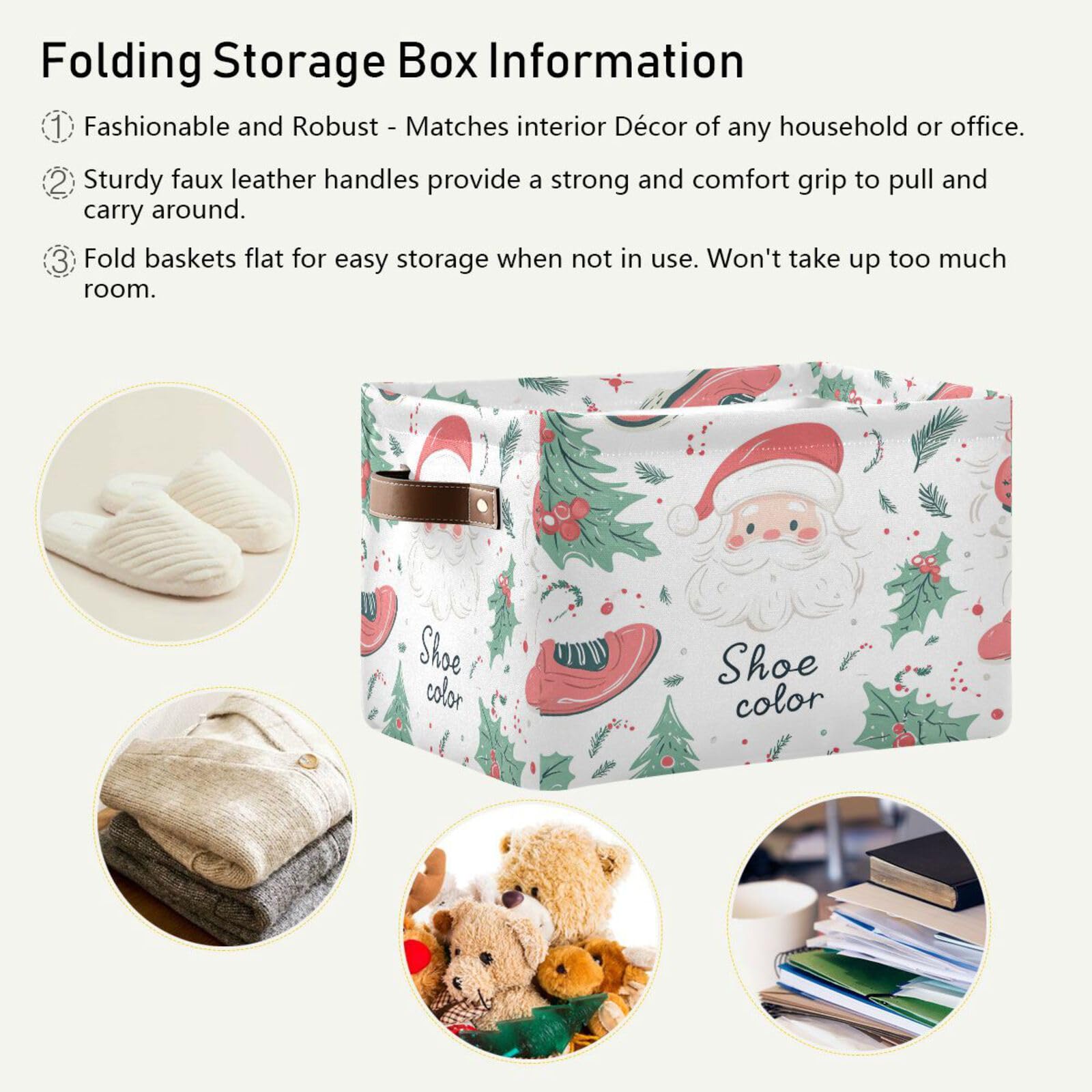 Foldable Large Square Storage Baskets with Handles (2-Pack) - Multi-Functional Closet Organizer for Toys, Books & Clothes | Perfect for Holiday Decor, Bedroom Storage & Kids' Room Organization