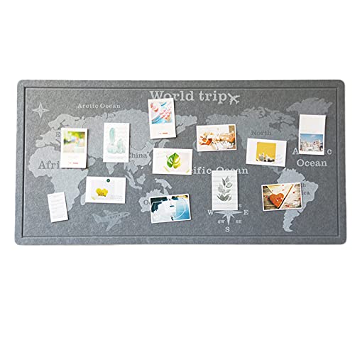 World Travel Map Felt Bulletin Board with Push Pins - 120x80cm Gray Corkboard for Home, Office & School Decor - Perfect for Travel Planning, Memory Displays & Wall Organization