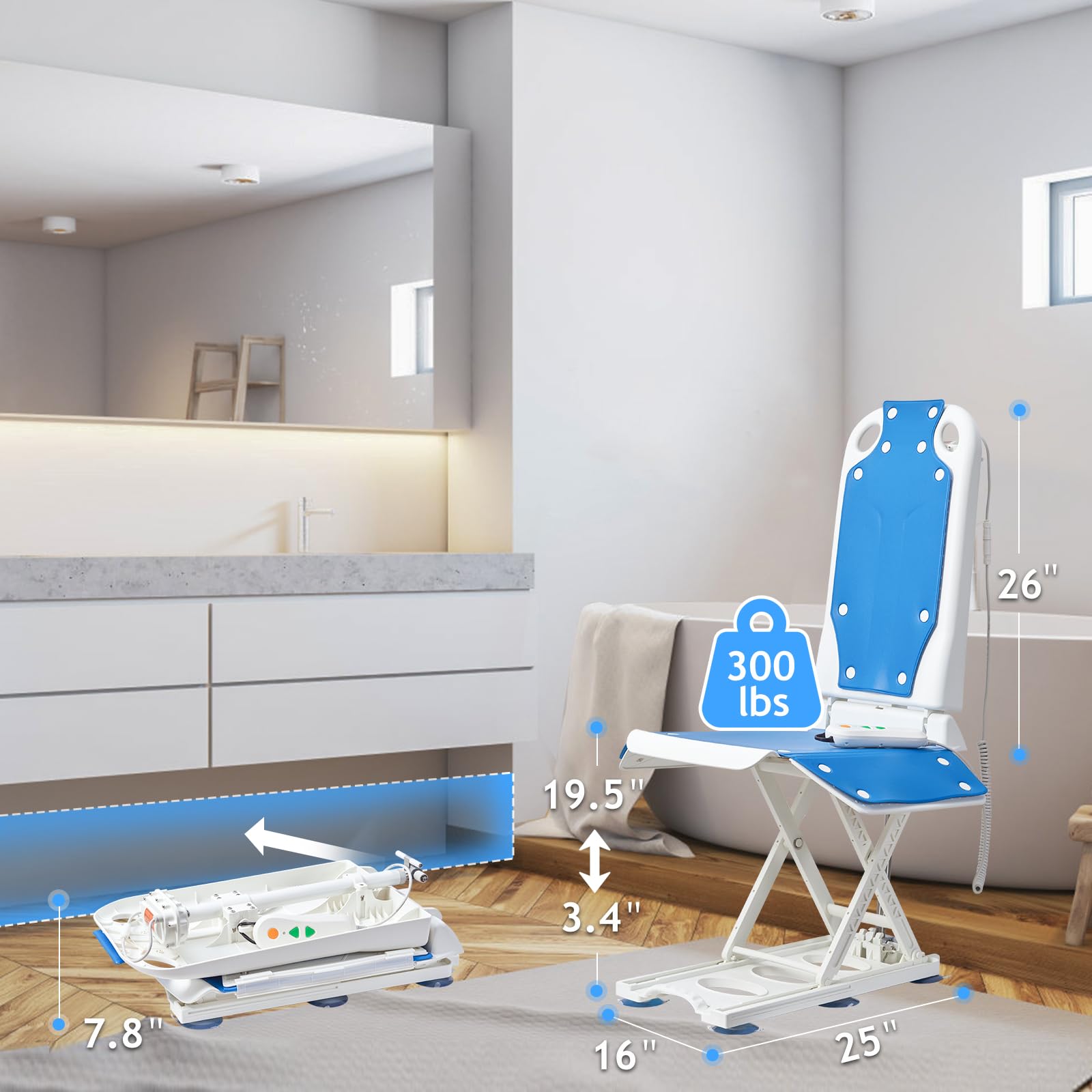 Electric Lift Chair for Elderly & Patients - Power Recliner Assist Device with Remote Control for Fall Recovery & Mobility - Shower Safety Chair for Women & Seniors - Ideal for Home Care, Rehabilitation & Daily Living Assistance