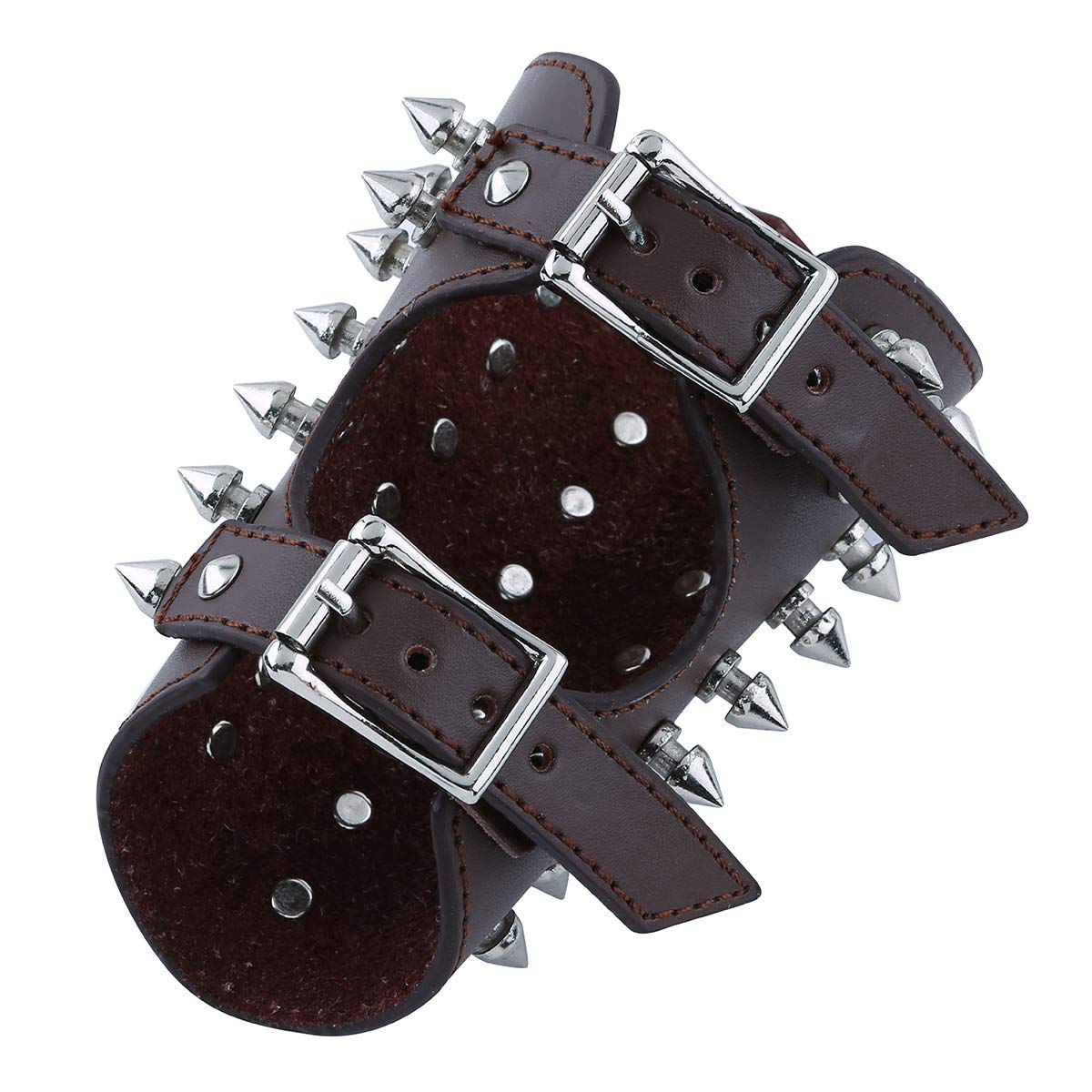 iEFiEL Unisex Faux Leather Spiked Gauntlet Wristband - Wide Protective Arm Cuff Bracer for Cosplay, Gothic Fashion & Motorcycle Riding