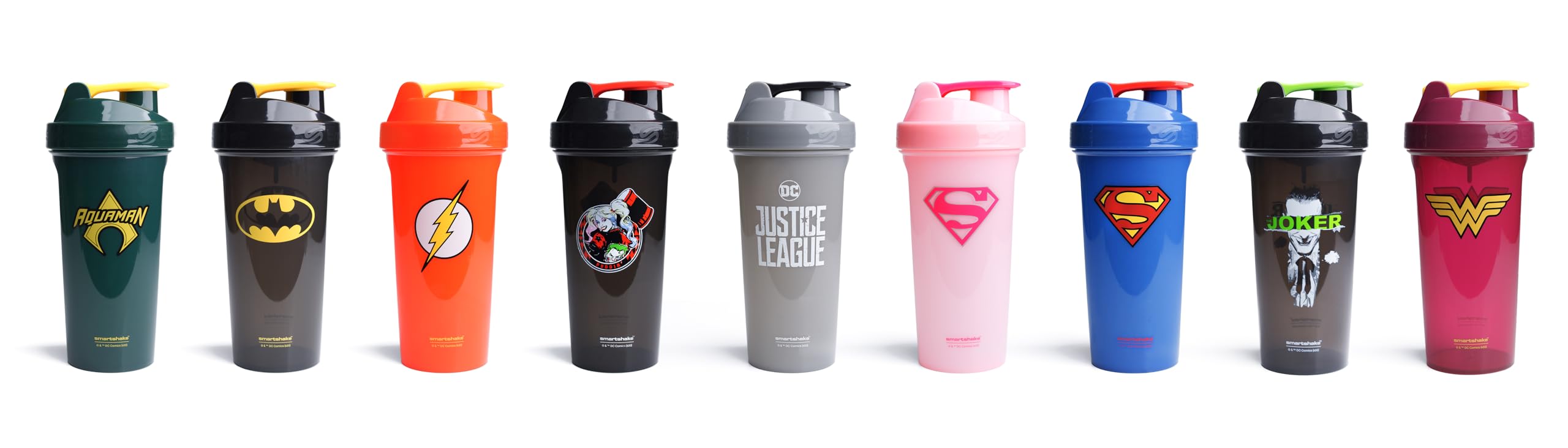 Smartshake Lite Justice League Protein Shaker Bottle 800ml - BPA Free Leakproof Gym Water Bottle for Protein Powder & Shakes with Wonder Woman Logo | Perfect for Workouts, Bodybuilding & Fitness Training
