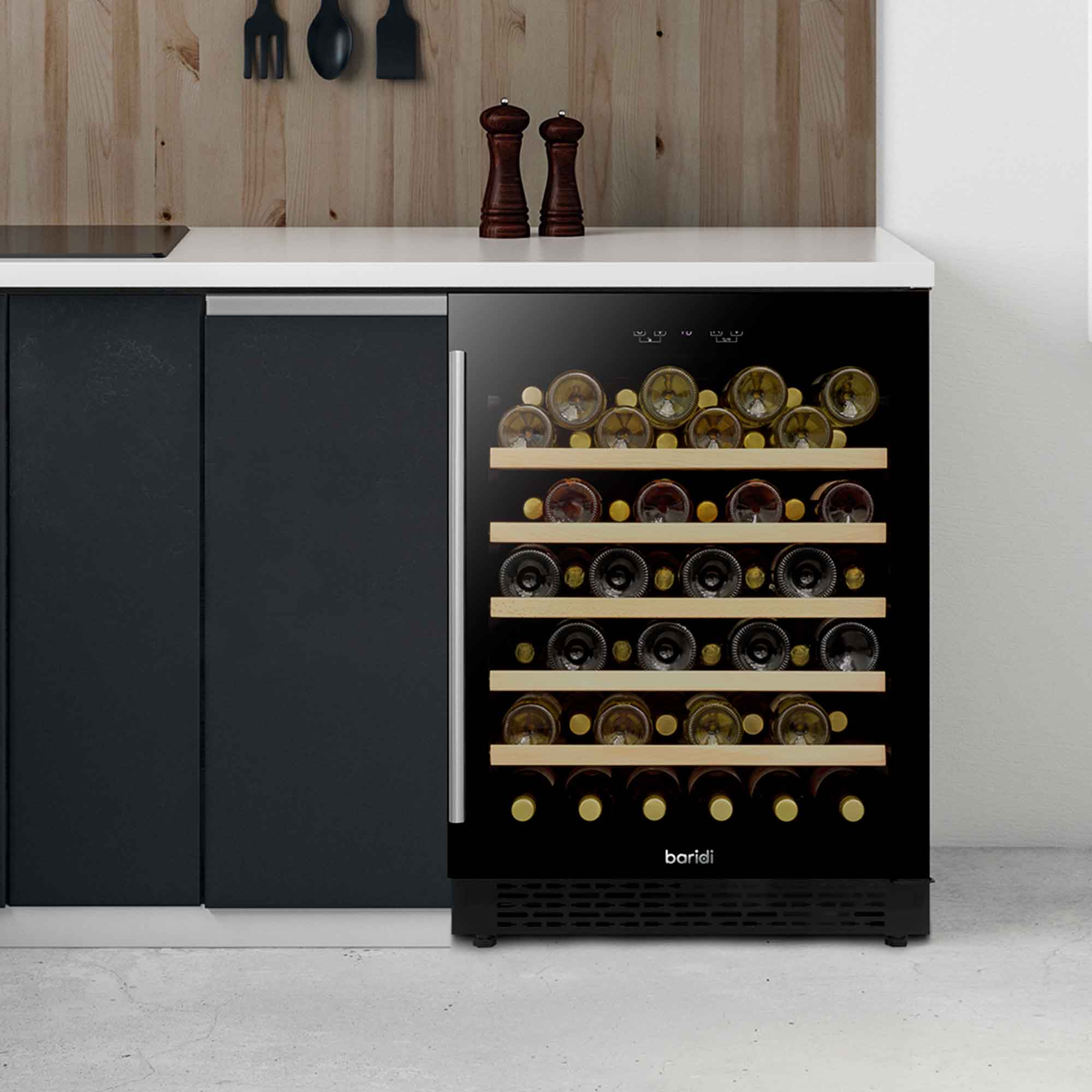 54 Bottle Wine Cooler Refrigerator - Digital Touch Screen Control, Built-in & Freestanding, Energy Efficient - Perfect for Home Bars, Restaurants & Wine Cellars (Black, Model DH78)