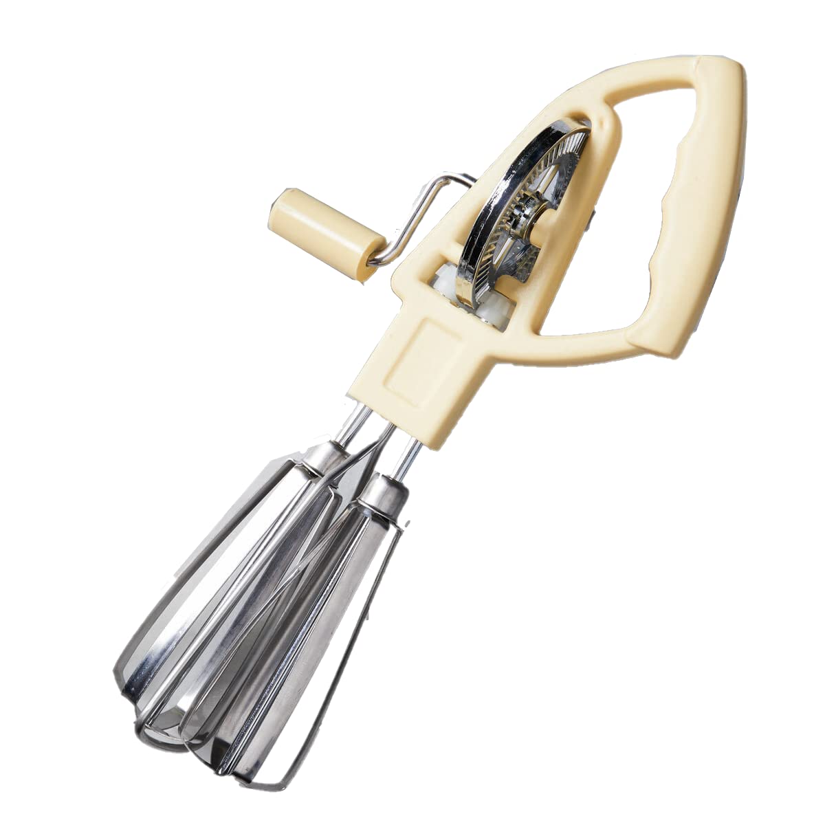 Premium Manual Hand Mixer - Non-Electric Egg Beater with Smooth Crank Action | Italian-Made Stainless Steel Kitchen Whisk for Baking, Cooking & Whipping Cream | Perfect for Camping, Small Kitchens & Power Outages