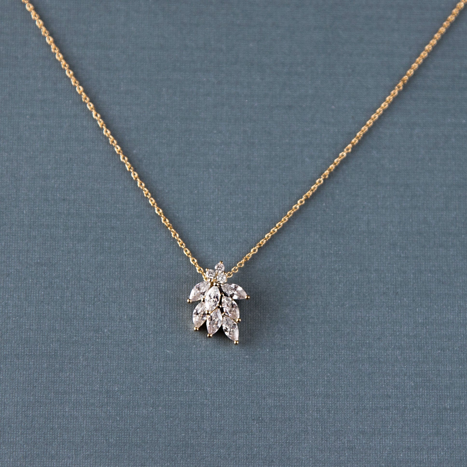 Elegant CZ Leaf Cluster Pendant Necklace for Women - Dainty Gold/Silver Jewelry Gift for Her - Perfect for Weddings, Parties & Everyday Wear