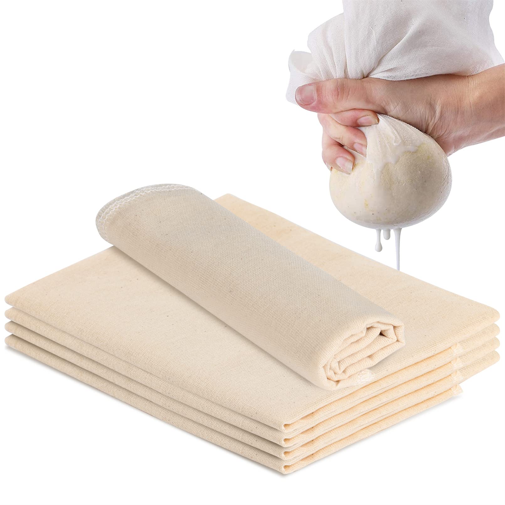 Premium Unbleached Cheesecloth 50x50cm (5-Pack) – Ultra Fine Muslin Fabric for Straining, Cooking, Baking, Cheese Making & Juicing – Ideal for Homemade Yogurt, Nut Milk, and Herbal Infusions