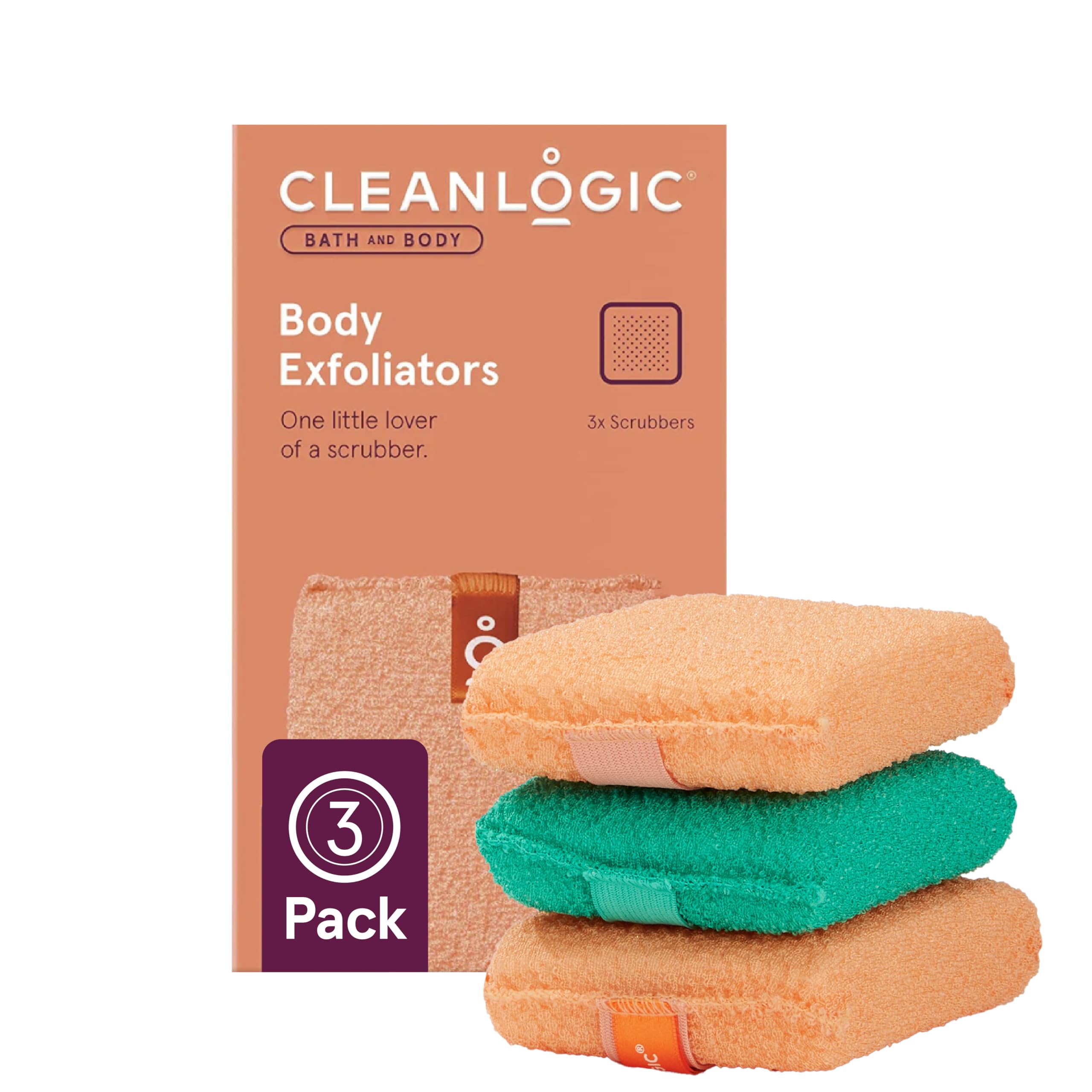 Cleanlogic Exfoliating Body Scrubber - 3 Pack Reusable Bath Cloth for Dry Skin Removal, Gentle Exfoliation for Smooth & Soft Skin - Perfect for Shower, Spa & Daily Skincare Routine