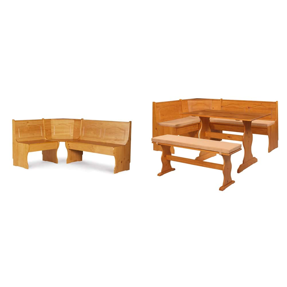 Linon Chelsea Kitchen Corner Unit with Cushion Set - Space-Saving Kitchen Island Seating for Small Homes & Apartments