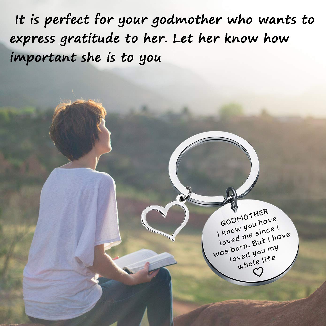 TIIMG Godmother Keychain - Personalized Christian Gift for Godmother from Godchild or Godson - Perfect for Baptism, Birthday & Mother's Day Gifts