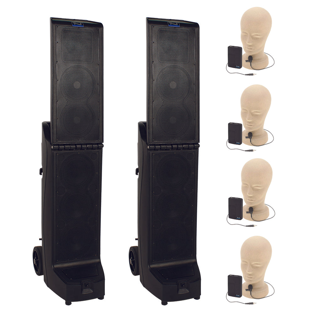 Anchor Audio Bigfoot Pair (XU4,R) Anchor Air Wireless PA System with 4 Microphones - Perfect for Outdoor Events, Weddings, and Public Speaking